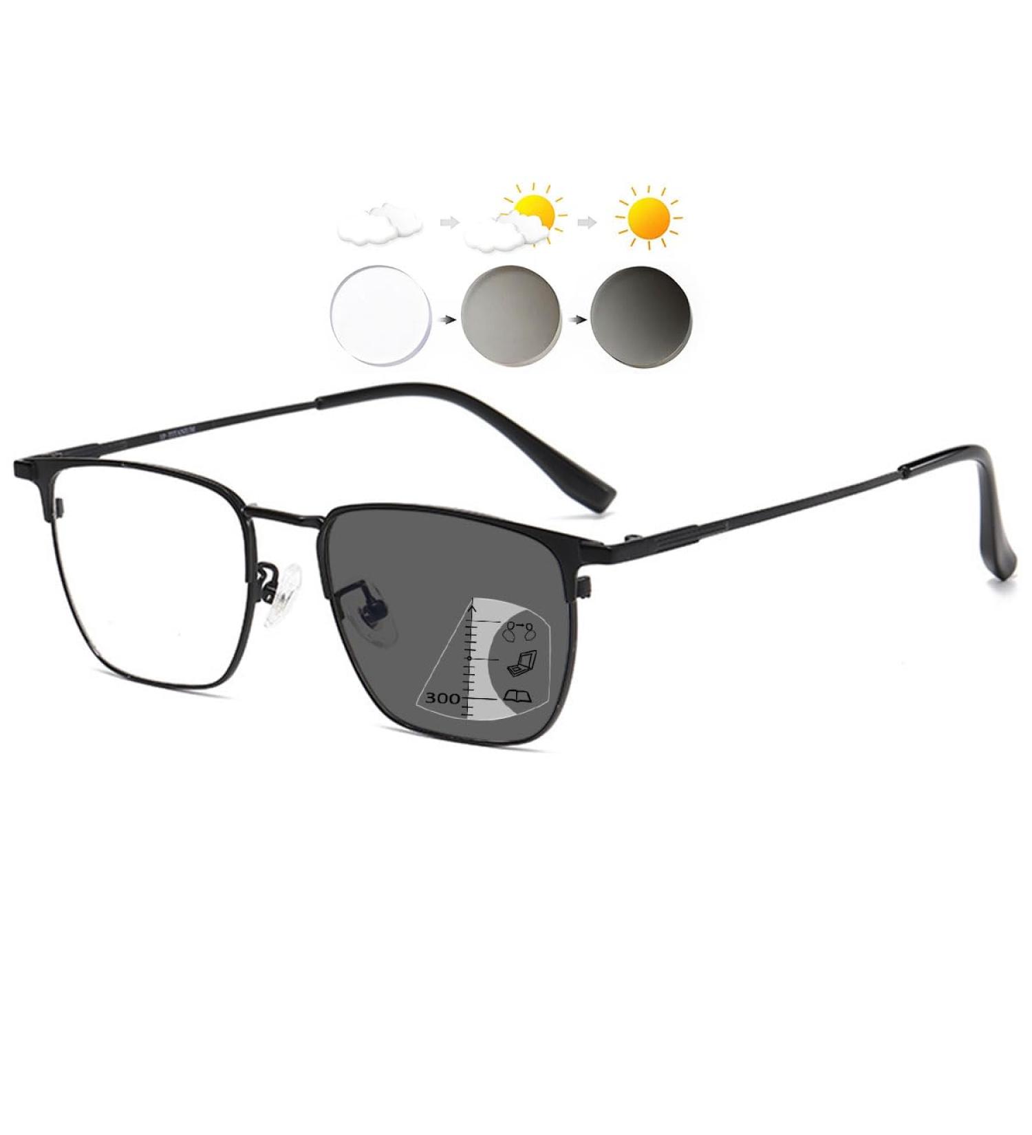 Koosufa Self-Tinting Varifocal Glasses | Photochromic Progressive Multifocus with Blue Light Filter & UV Protection | Men's Reading Aid | Available in Multiple Strengths (1.0 - 4.0) - Buy Online on GoSupps.com