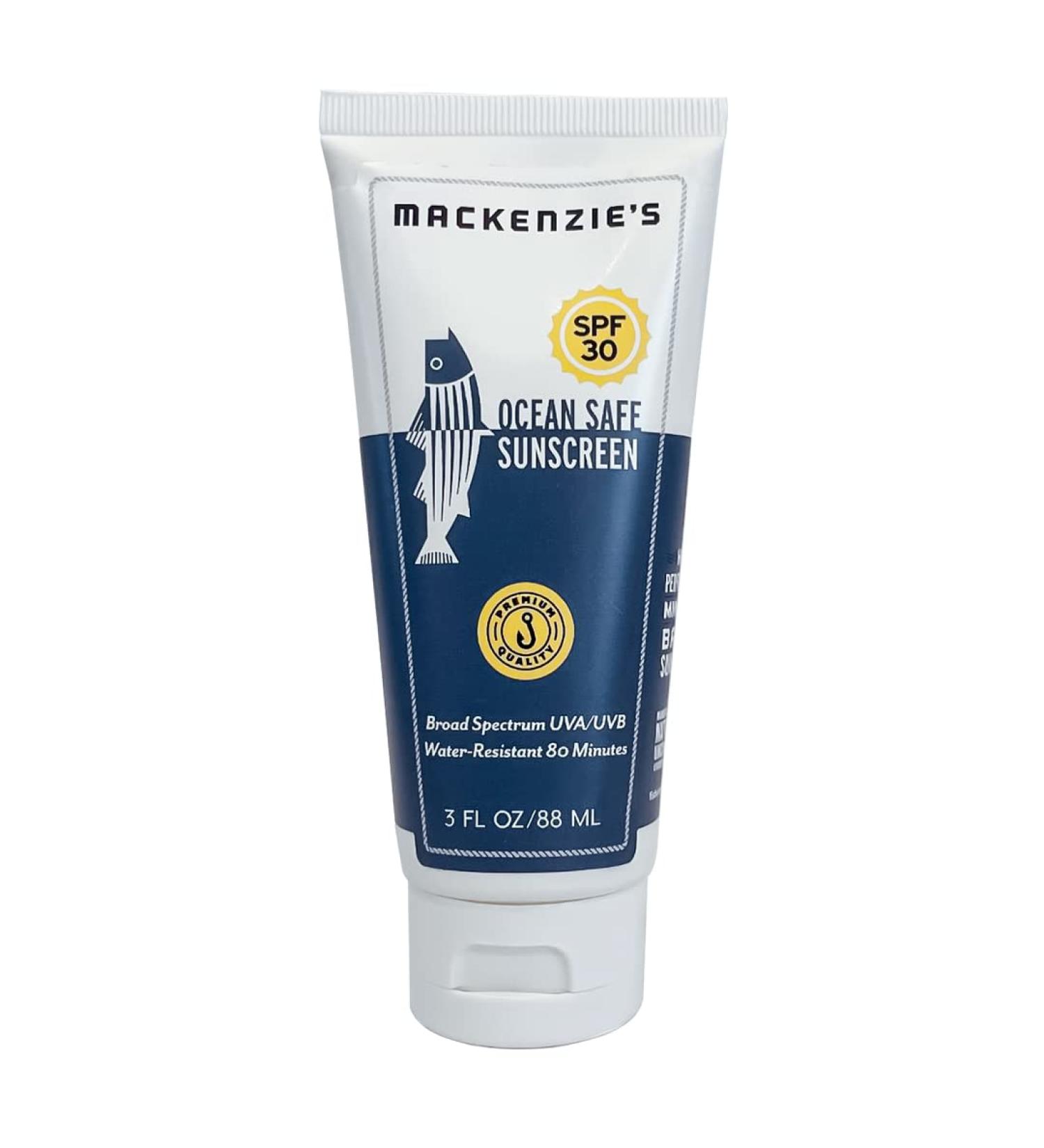 MacKenzie SPF 30 Ocean Safe Sunscreen - Mineral-Based Fragrance-Free Travel Size - Perfect Gifts for Fishermen Men & Women - 3 oz - Buy Online on GoSupps.com