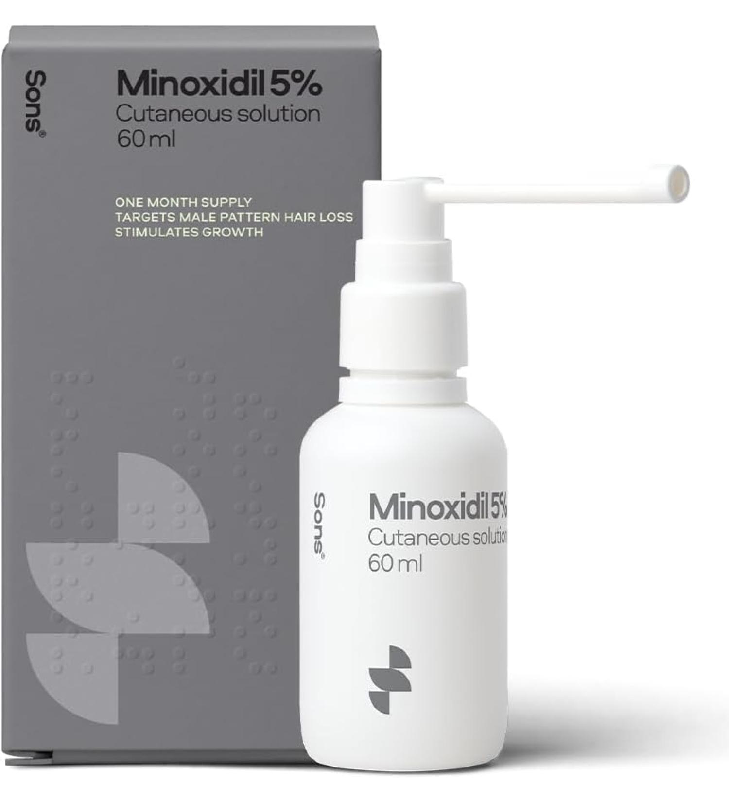 Sons Minoxidil 5% Hair Regrowth Solution for Men - Precision Application System - 1 Month Supply - Buy Online on GoSupps.com