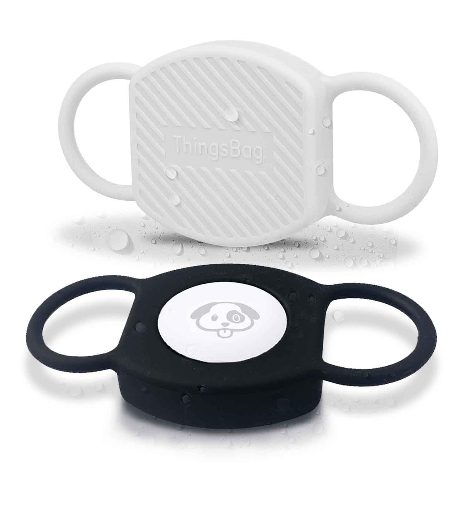 Airtag Dog Collar Keeper - 2 Pack Cat GPS Shell - Anti-Wing Pet Tracker Compatible with Apple Item Finder - Silicone Protective Cover for Backpack Belt Loop - Black/White - Buy Online on GoSupps.com