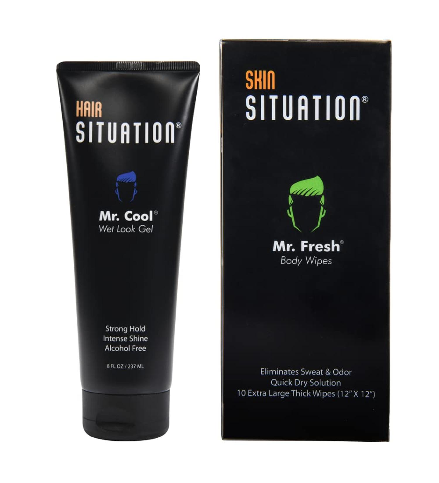 Mr. Cool Wet Look Hair Gel & Mr. Fresh Body Wipes - Buy Online on GoSupps.com