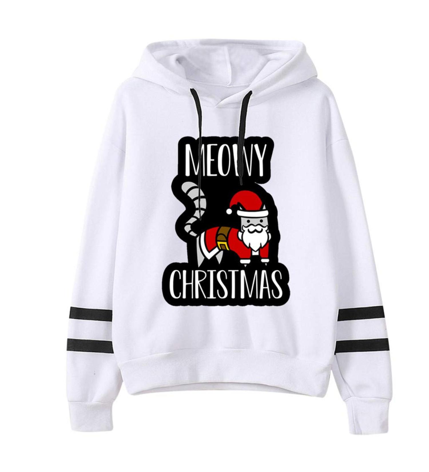 Bigfanshu Womens Dresses Fashion Christmas Sweater Print Hooded Round Collar Long Sleeves Tops - Buy Online on GoSupps.com