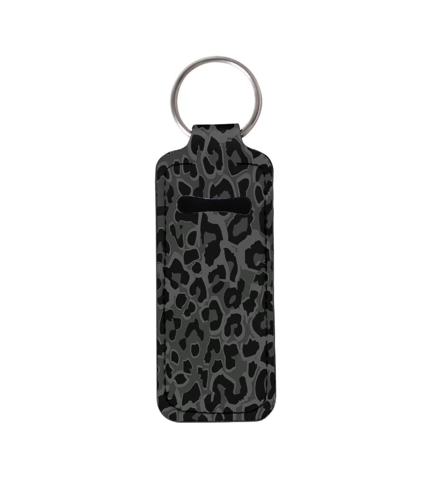 FKELYI Black Leopard Print Chapstick Holder Keychain - Portable Lip Balm Sleeve Pouch for Travel - Buy Online on GoSupps.com