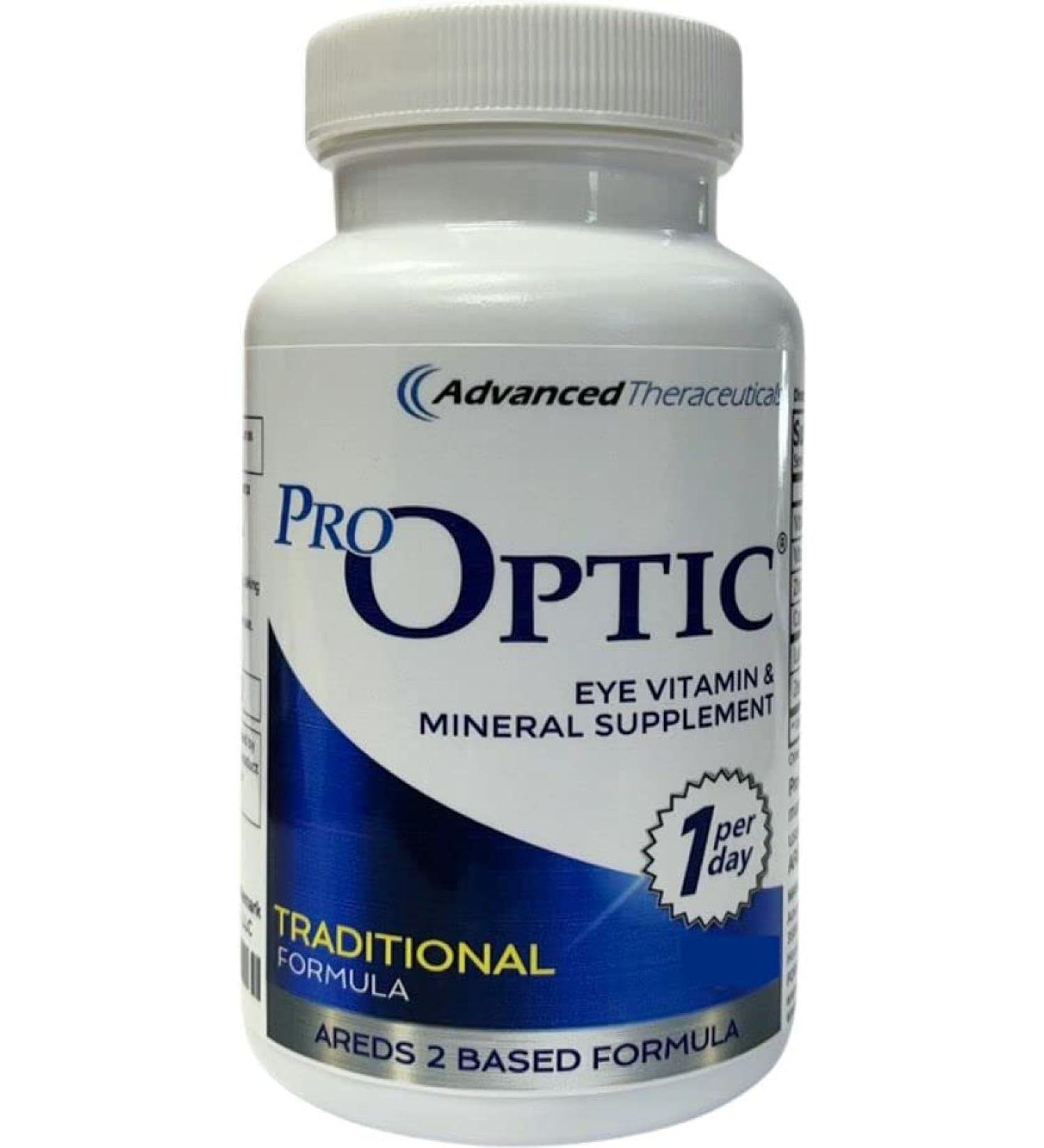 Pro-Optic Traditional Formula Eye Supplement - AREDS 2 Based Vision Support for Adults 50+ - 30 Capsules, 1-Month Supply - Lutein 10mg, Zeaxanthin 2mg - Buy Online on GoSupps.com