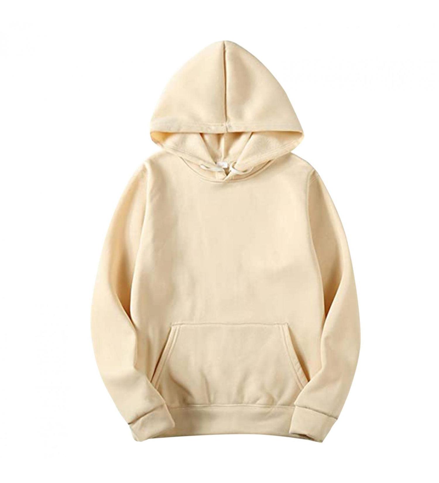 Winter Men's Hooded Sweatshirt - Fleece Lined Pullover Hoodie, Beige, Size Large - Buy Online on GoSupps.com