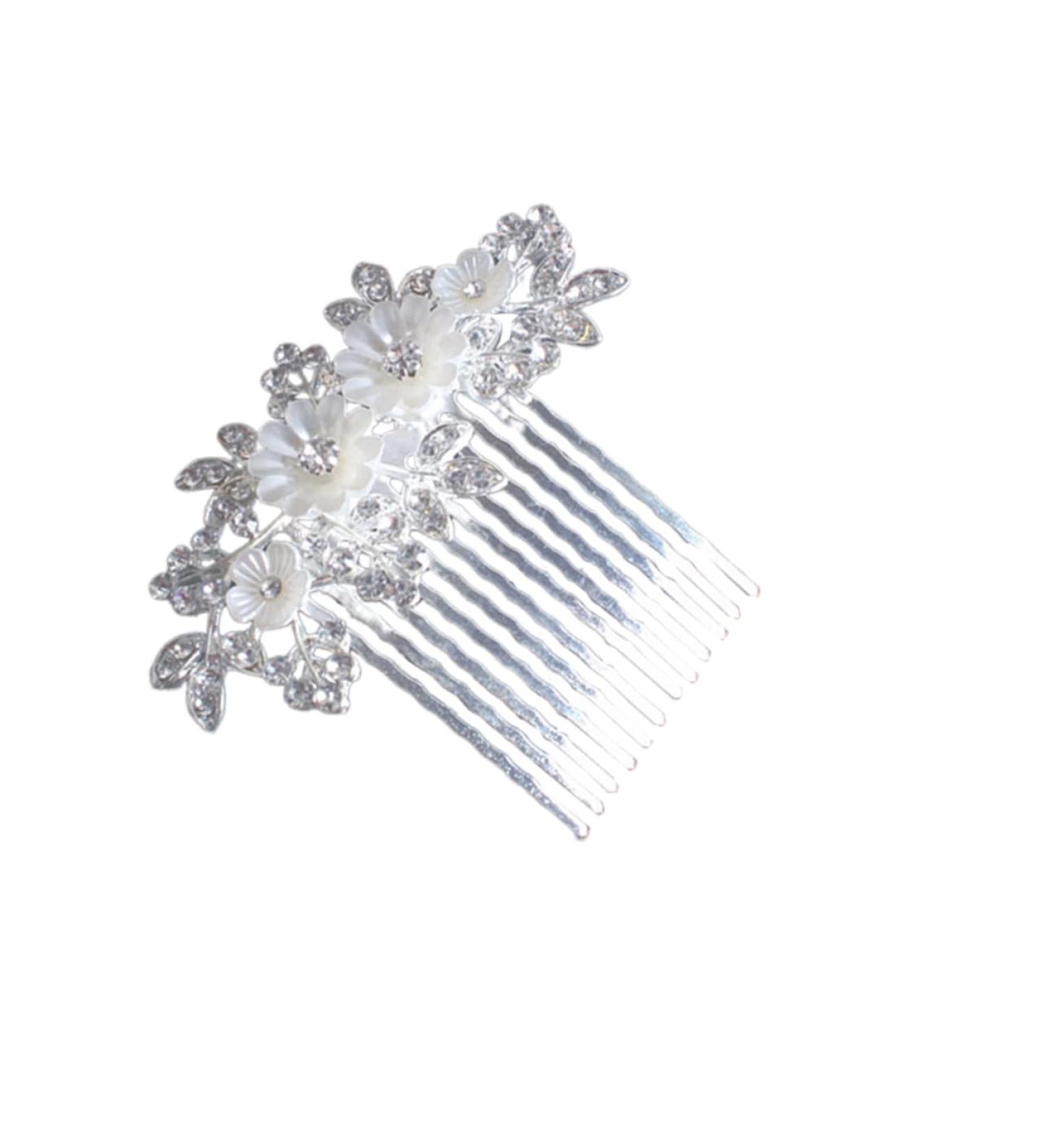 Beaupretty Pearl Hair Barrettes Headpiece Pearl Clip Rhinestone Combs Clips Side Headpiece Leaf Flower Bride Clip Bridal pin Pearl Hair Clip Size 5 Silver - Buy Online on GoSupps.com