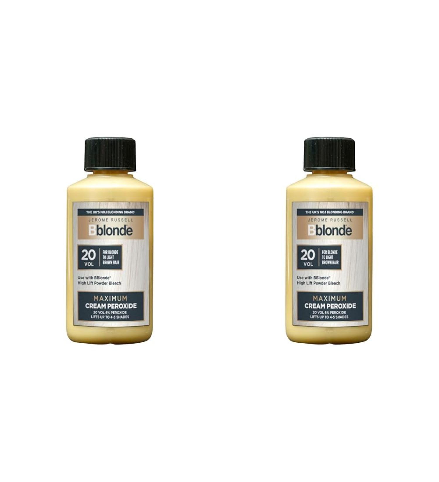 Jerome Russell Bblonde Maximum Lift Cream Peroxide 20 Vol - Permanent Blonde Hair Dye for Blonde to Light Brown Hair Colour & Bleach with 6% Peroxide & Avocado Oil Lifts 4-5 Shades 75ml (Pack of 2) 75 ml (Pack of 2) - Buy Online on GoSupps.com