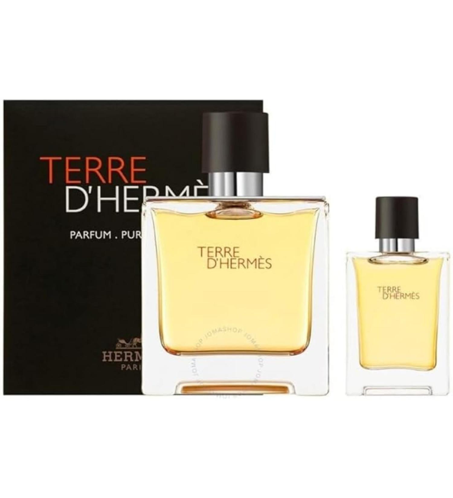 Hermes Terre D'hermes 2-Piece Set for Men (2.5 Oz Pure Perfume Spray + 0.42 Oz Pure Perfume Spray) 1.46 Fl Oz (Pack of 2) TERRE D'HERMES