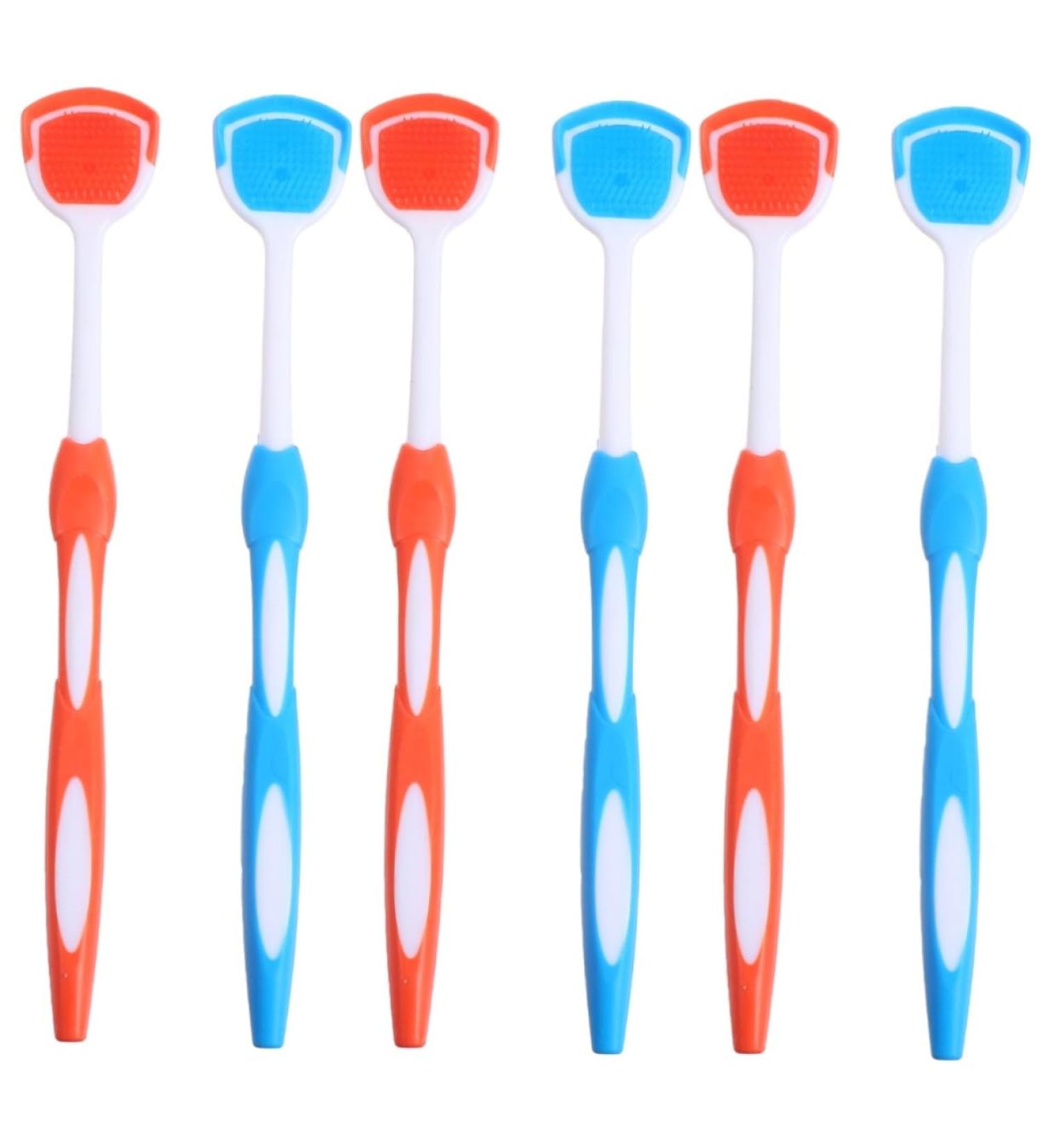 Gatuida 6 Pcs Tongue Cleaning Brush Set | Nanoplastic Metal Tongue Scraper in Orange & Blue | 19.5x3x0.6 cm - Improve Oral Hygiene - Buy Online on GoSupps.com