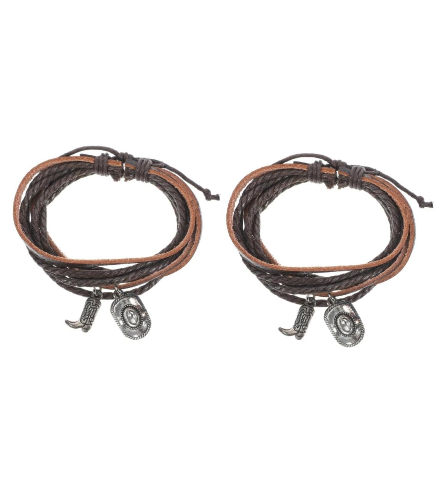 VALICLUD 2pcs Denim Themed Bracelet Wrist Keychain Bracelet Mens Bracelet Wrist Decoration for Men Men's Bracelets Vintage Bracelet for Men Wrist Jewelry Leather Backpack Man Key Chain 8.00X8.00X1.00CMx2pcs Brownx2pcs - Buy Online on GoSupps.com