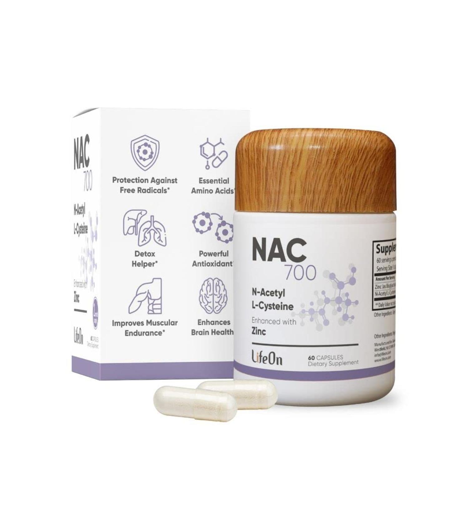 NAC Supplement with Zinc 700mg - Anti Aging & Immunity Support - Liver Detox & Energy Boost - 2 Month Supply - Buy Online on GoSupps.com