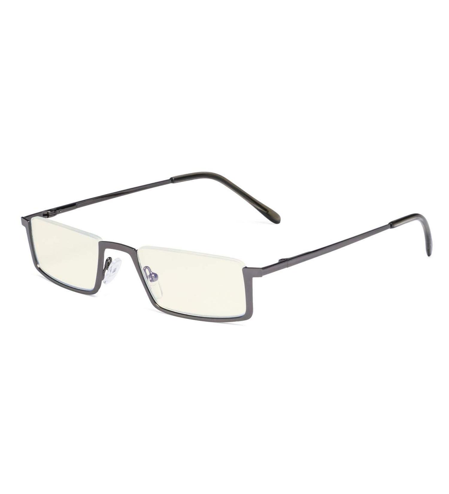Eyekeper Blue Light Filter Reading Glasses - UV420 Protection Semicircular Design +2.50 Magnification Metallic Blue-Gray Frame - Buy Online on GoSupps.com