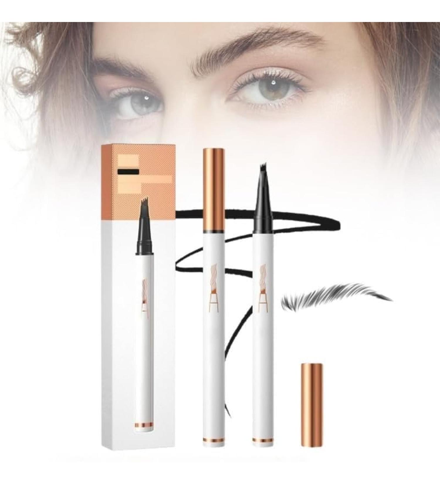 Eyebrow Pencil with 4 Fork Tip 3D Microblading - Magic Eyebrow Pencil Natural Makeup Fine Stroke Magic Eyebrow Pencil Long-Lasting Waterproof Eyebrow Pencil Stay on All Day (Black) - Buy Online on GoSupps.com