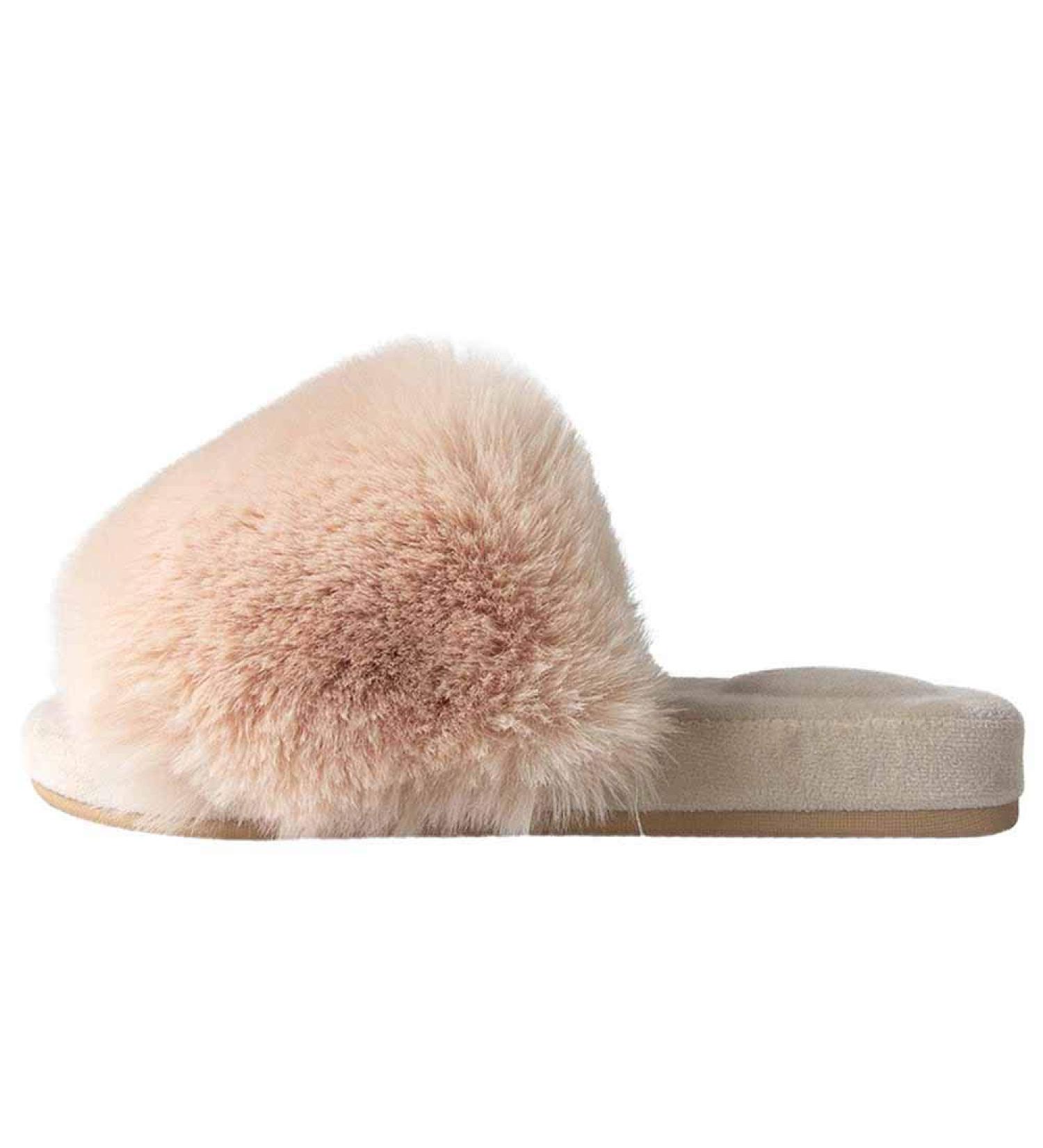 Womens Fluffy Slippers Rubber Sole Material Ladies Slippers Artificial Short Plush Ultra-Soft Flat Comfy Fur Slides with Arch Support Open Toe Flat Sandals (B 25CM) - Buy Online on GoSupps.com