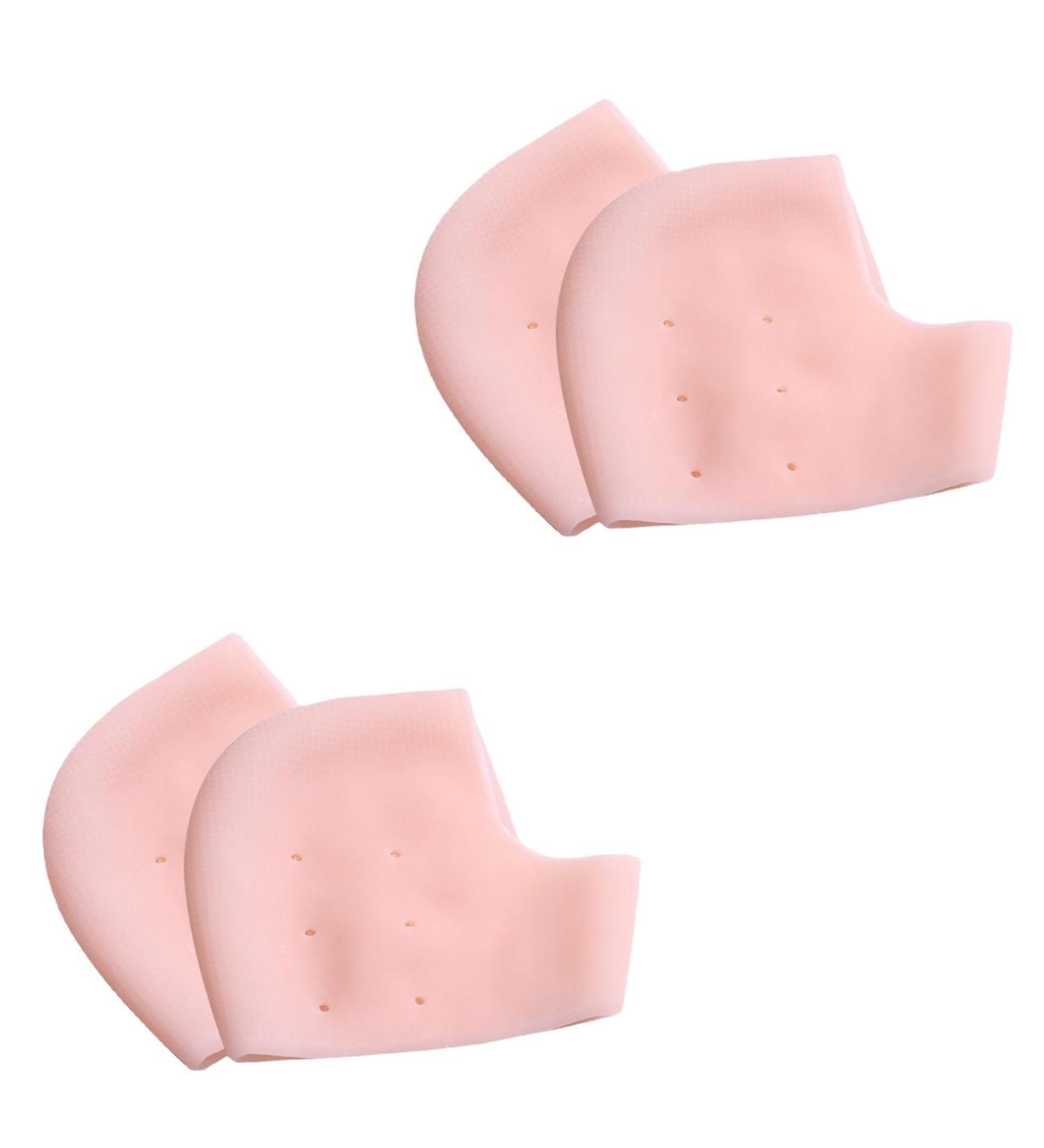 Silicone Heel Protectors Set for Plantar Fasciitis Relief - 4Pcs Gel Cups for Men & Women | Ankle Sleeves Cushion for Blisters Prevention - Skin Color - Buy Online on GoSupps.com