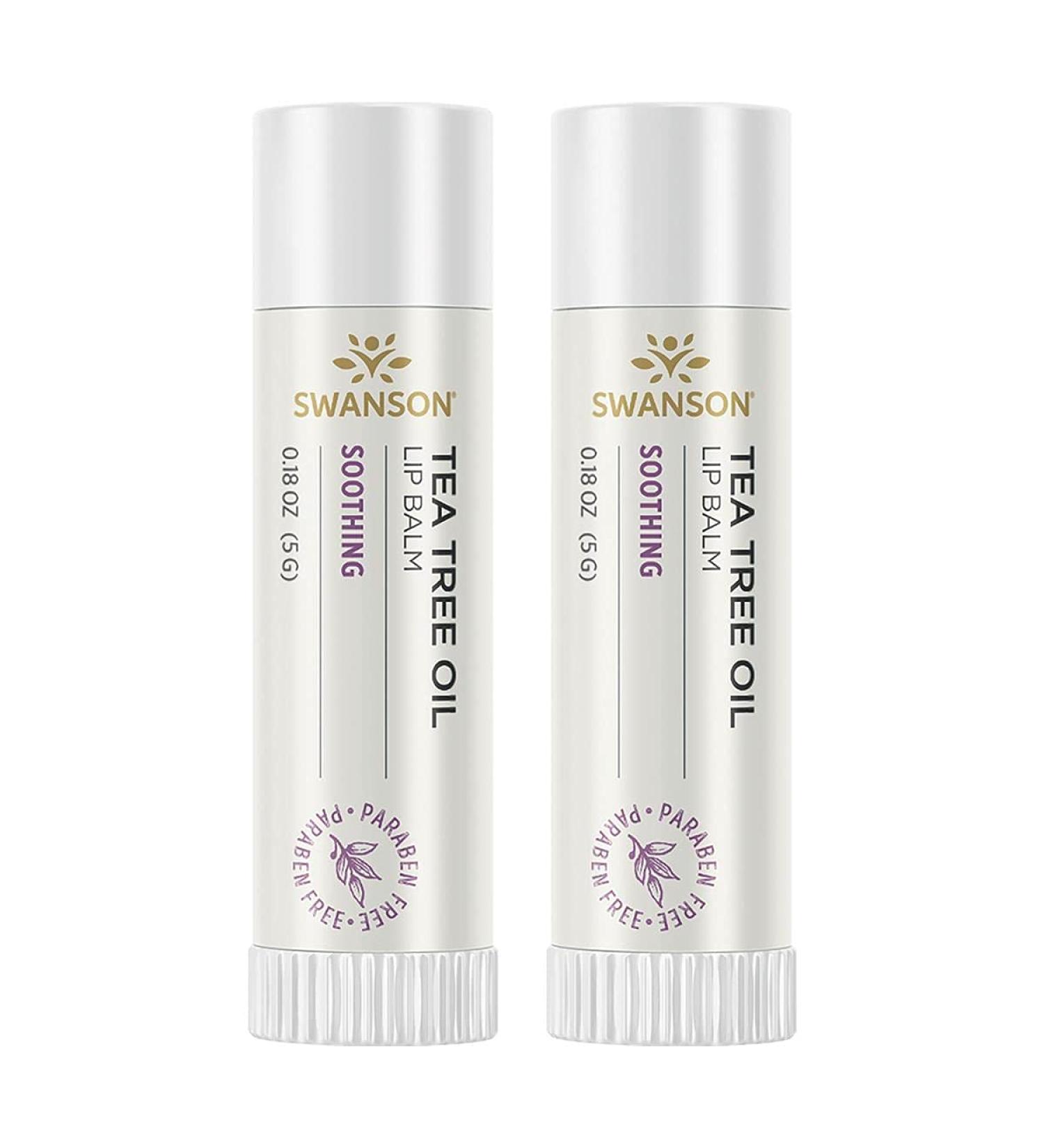 Swanson Tea Tree Oil Lip Balm 2 Pack (0.18 oz) - Nourishing & Hydrating Lip Care for Healthy Lips - International Shipping Available - Buy Online on GoSupps.com