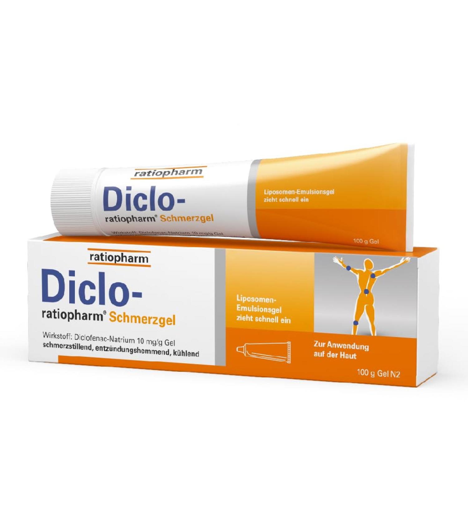 Diclo-ratiopharm Pain Gel - Fast Relief for Joint Pain Bruises & Strains | Anti-Inflammatory Gel with Diclofenac Sodium - 100g (1 Pack) - Buy Online on GoSupps.com