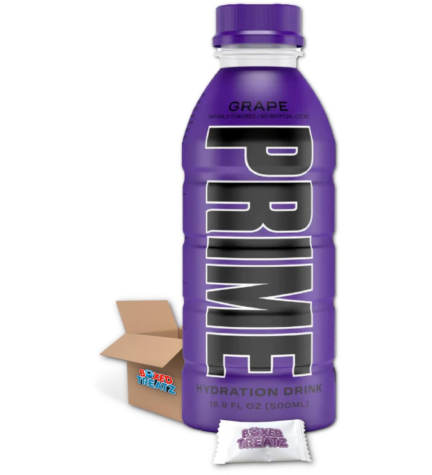 Prime Hydration Prime Grape Bottle 500ml By Logan Paul & KSI Electrolyte Beverage Refreshment Drink 1-2 Pcs Boxed Treatz (500ml - 1x) - Buy Online on GoSupps.com