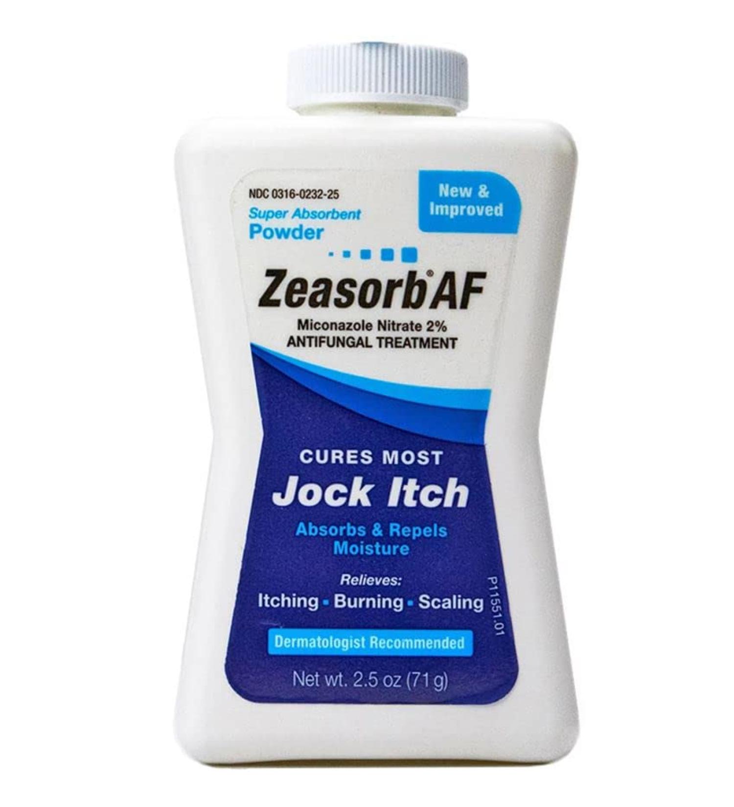 Zeasorb-AF Super Absorbent Antifungal Treatment Powder for Jock Itch 2.5 oz - Fast Relief - Buy Online on GoSupps.com