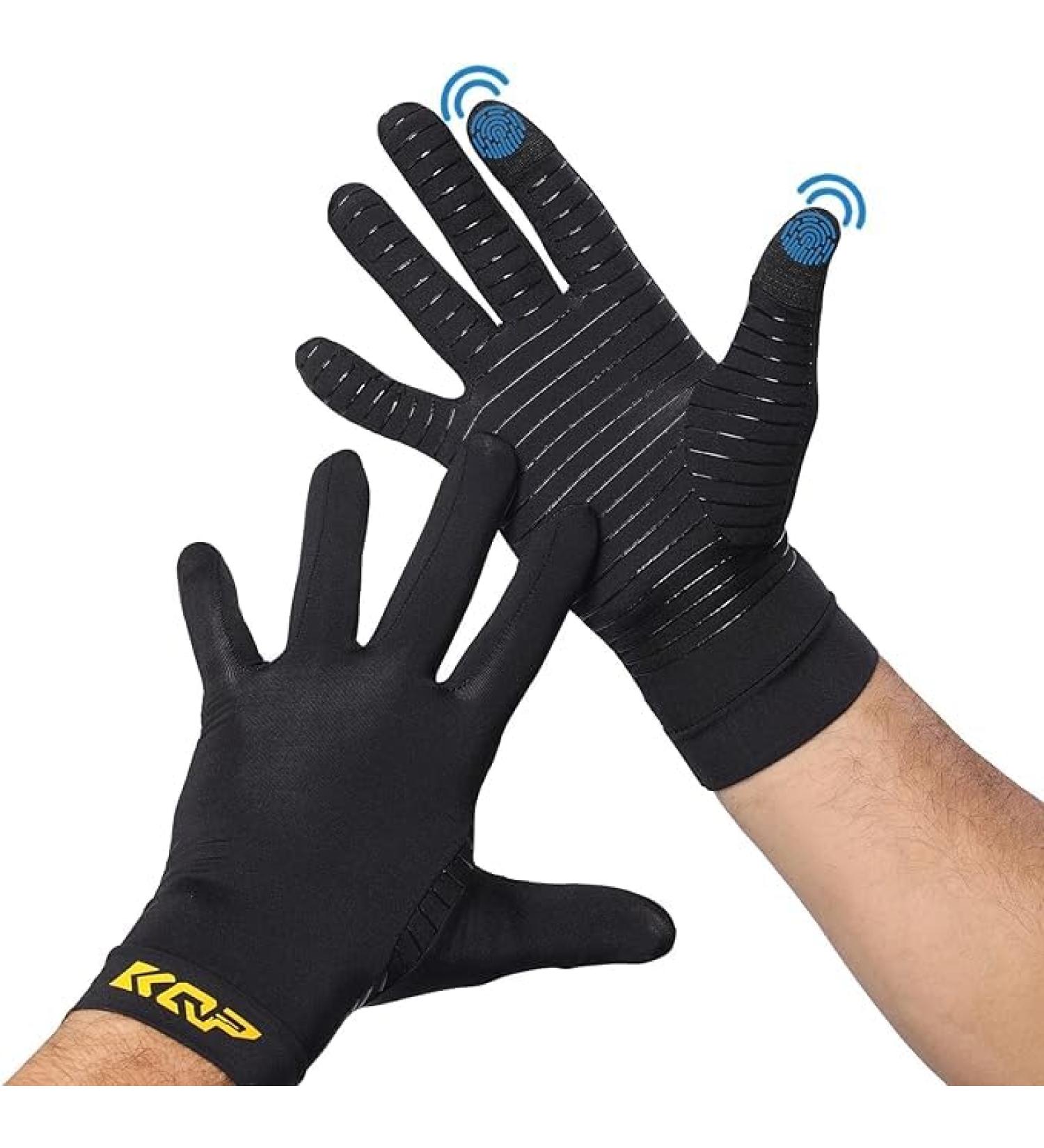 Compression Gloves for Pain Relief | Copper Infused Arthritis Gloves for Women & Men | Full Finger Supportive Therapy Gloves - Large - Buy Online on GoSupps.com