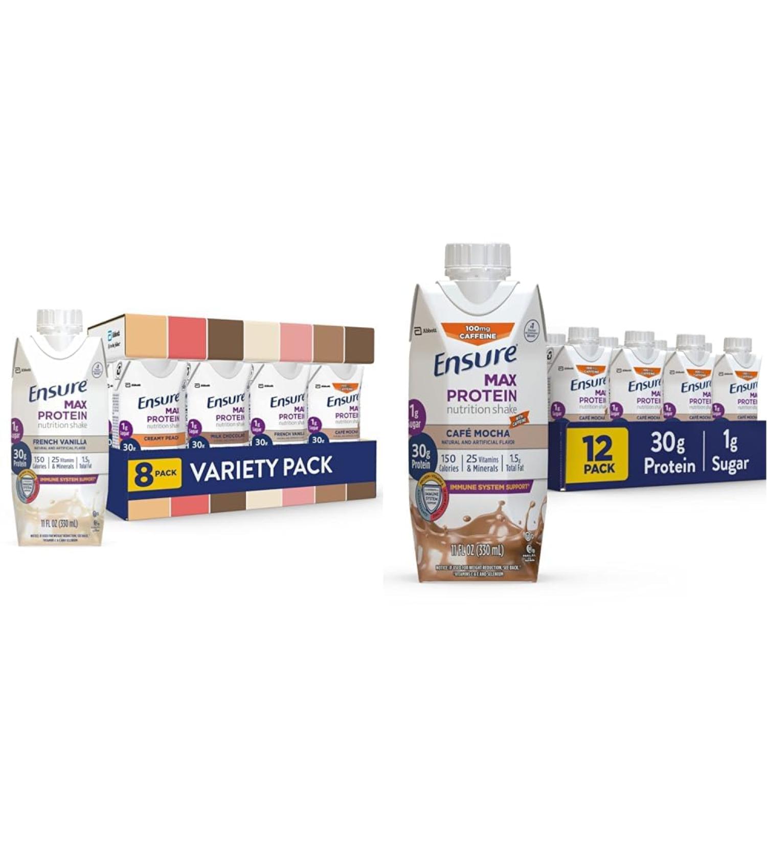 Ensure Max Protein Nutrition Shakes Variety Pack With 30g of Protein & Max Protein Liquid Nutritional Shake with 30g of Protein - Buy Online on GoSupps.com