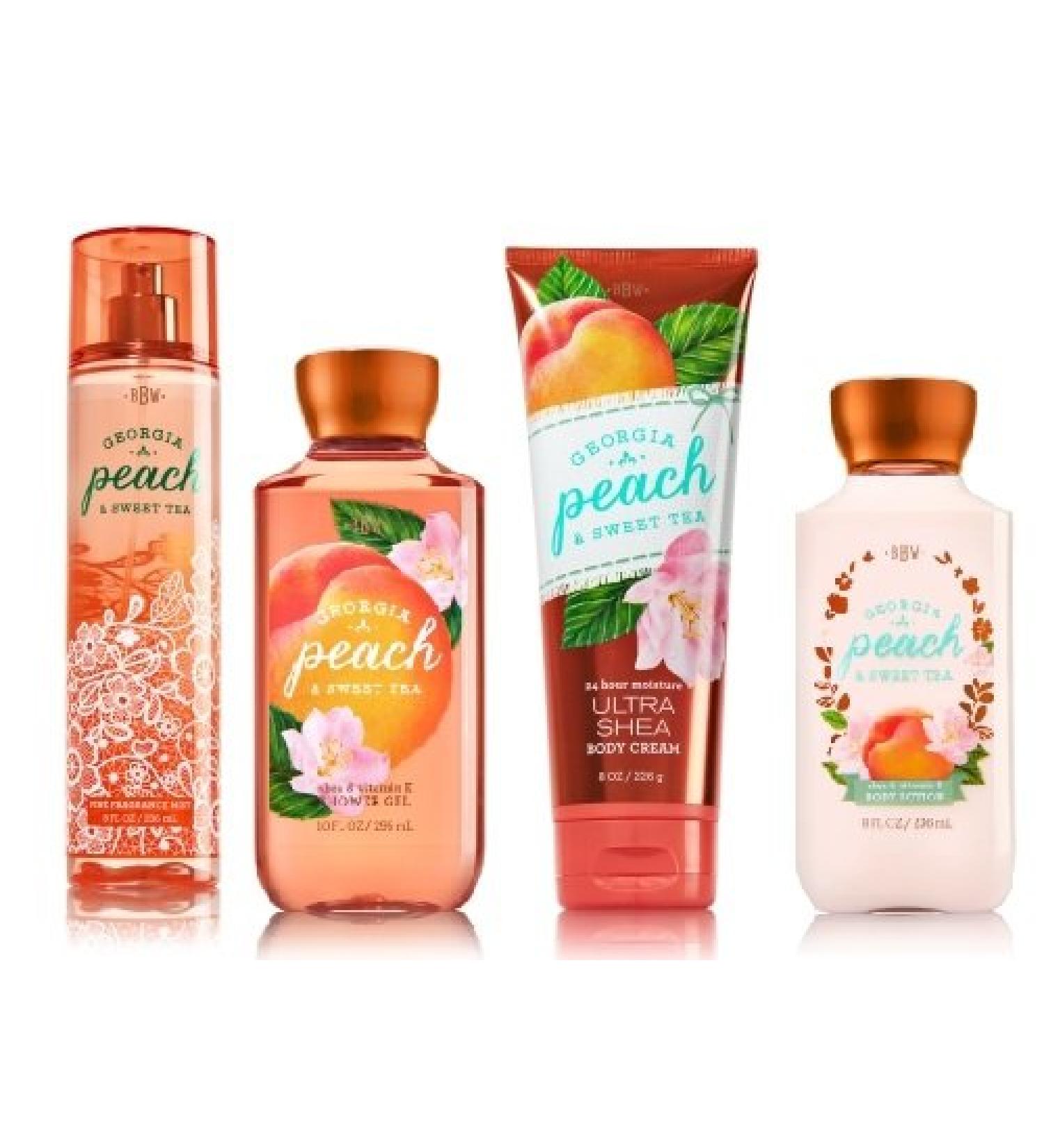 Georgia Peach & Sweet Tea Deluxe Bath & Body Works Set: Lotion, Cream, Mist & Shower Gel - Buy Online on GoSupps.com
