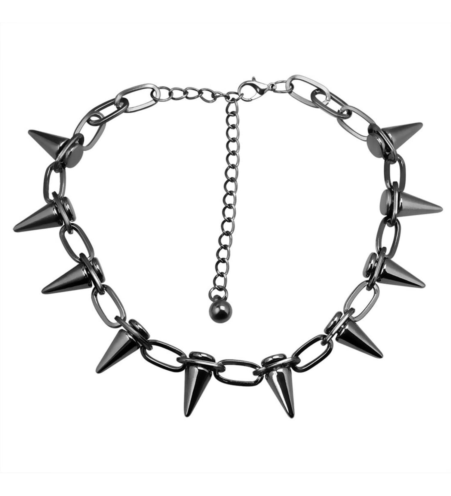 Caiguoer Punk Necklace Gold/Silver/Black Exaggerated Rivet Necklace Choker Accessories for Women and Girls (C) - Buy Online on GoSupps.com