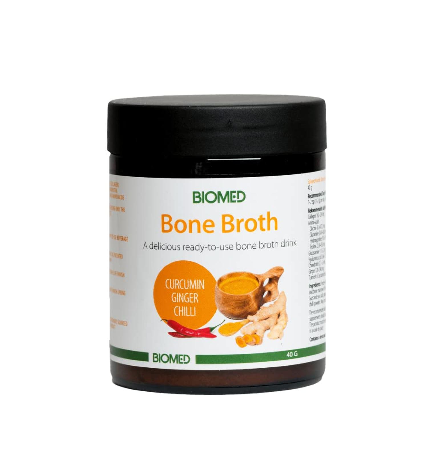 Biomed Bone Broth Premium Wildcrafted Reindeer Bone Broth Concentrate Turmeric Curcumin Ginger Chilli - Bone Broth Collagen - Buy Online on GoSupps.com