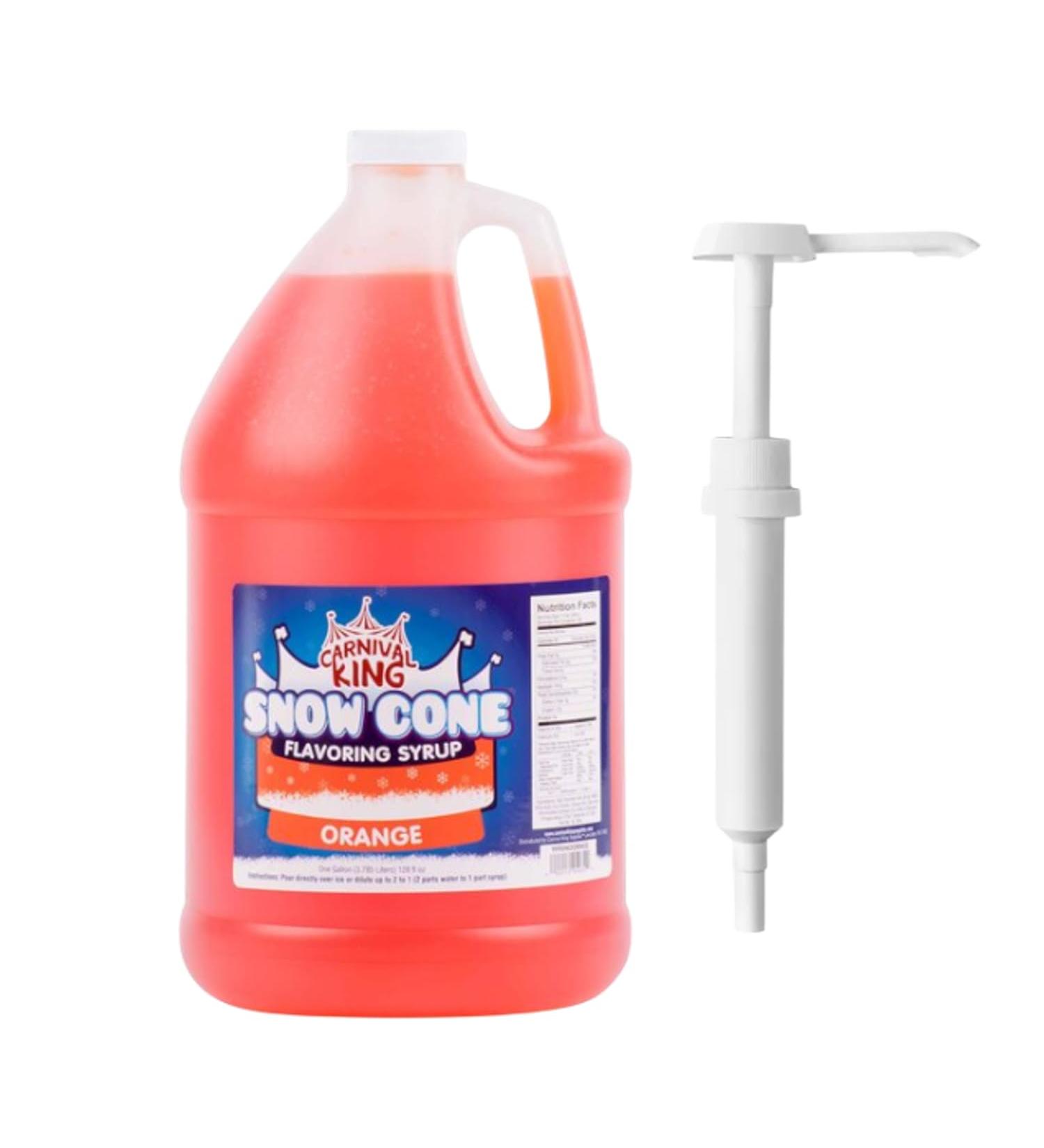 ZippySweets - Snow Cone Syrup - Orange Flavour with Complimentary Pump 1 Gallon Makes Up to 128 Snow Cones - Perfect Shaved Ice Syrup for Deliciously Refreshing Shaved Ice Treats - Buy Online on GoSupps.com