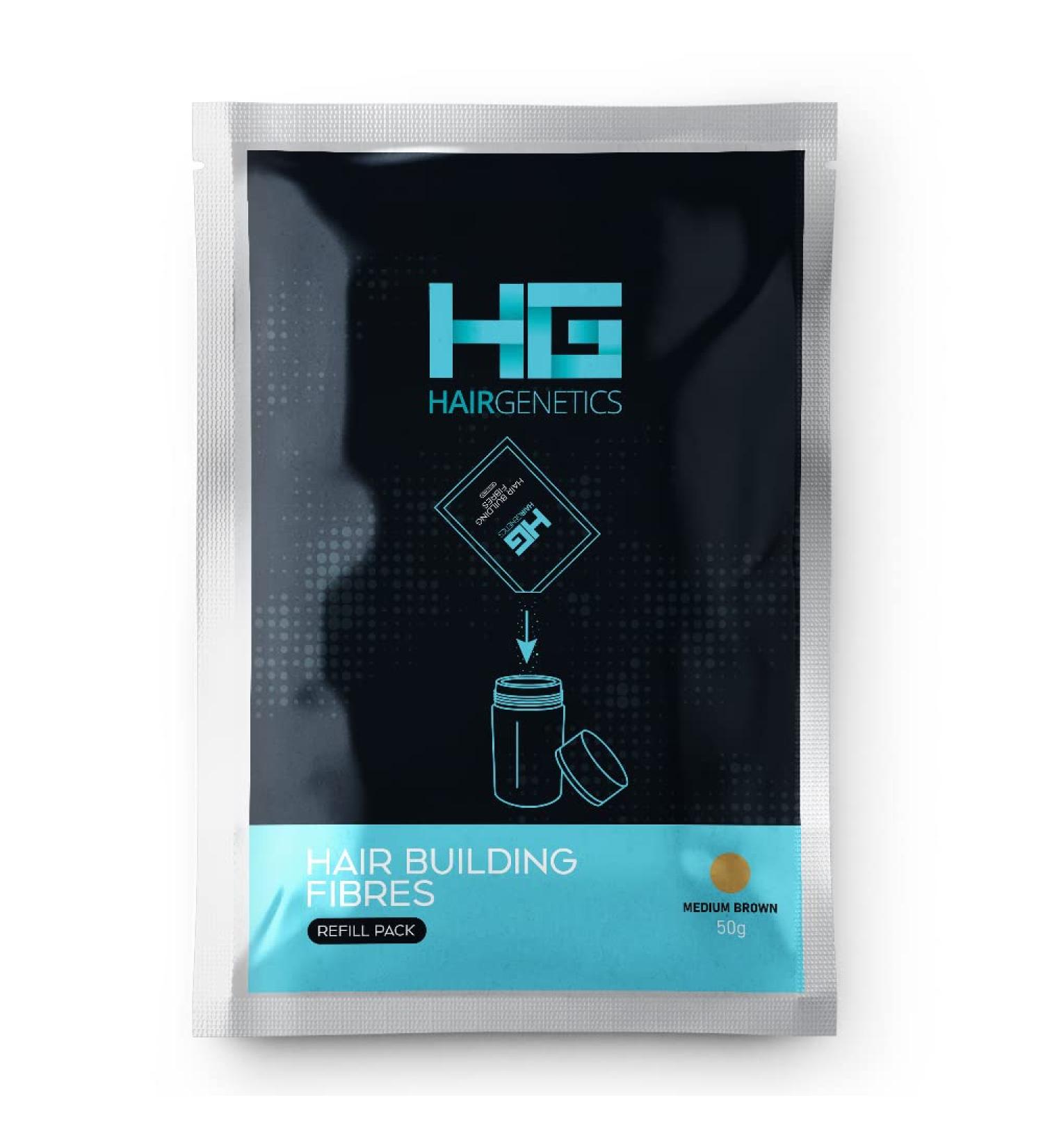 Hair Genetics Medium Brown Hair Fibres 50g Refill Pack for Hair Loss and Thinning Hair - 50.00g (Pack of 1) - Buy Online on GoSupps.com