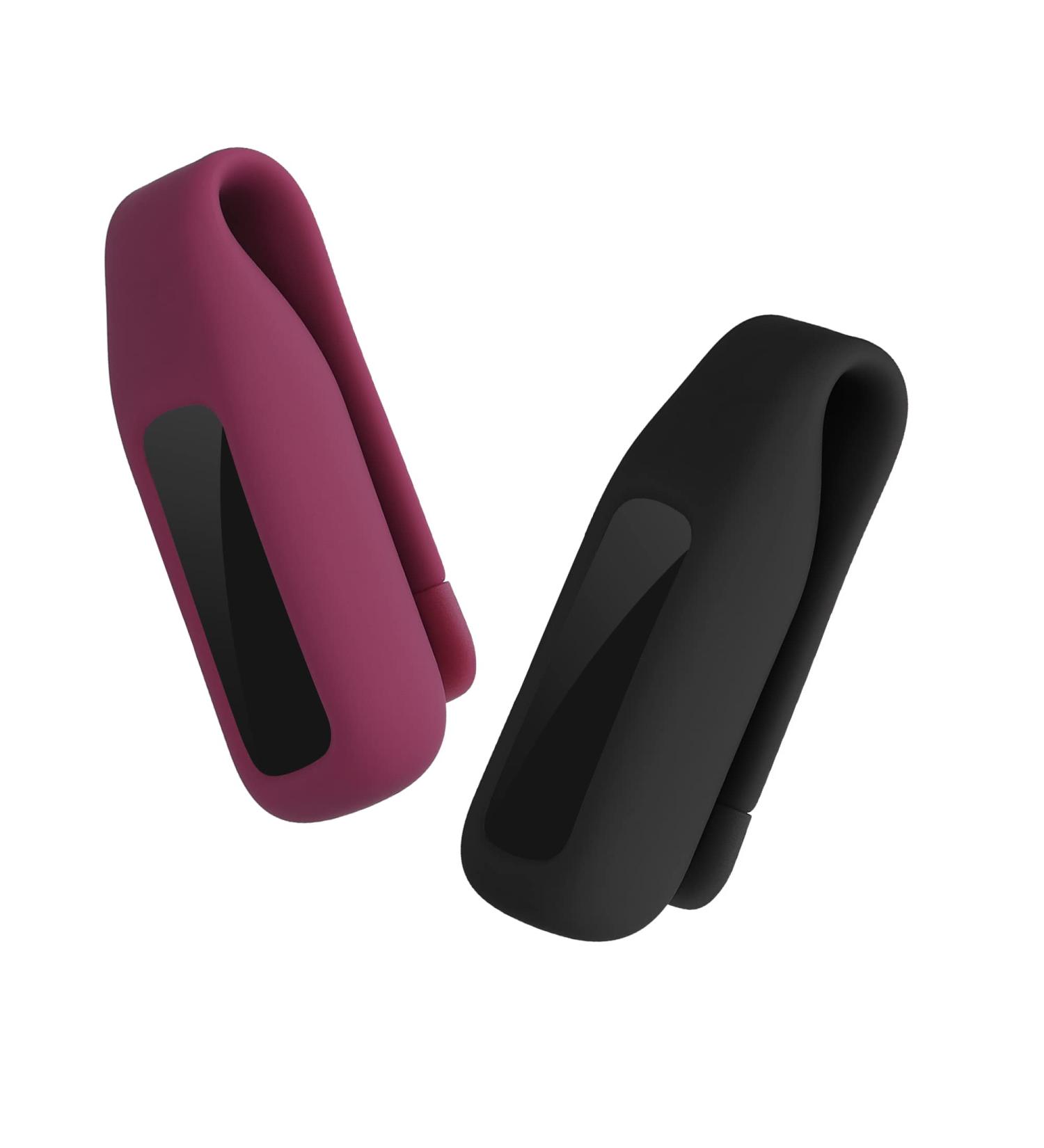 Buy kwmobile Clip Holder for Fitbit Luxe - Silicone Fitness Tracker Holder in Black Bordeaux | International Shipping Available - Buy Online on GoSupps.com