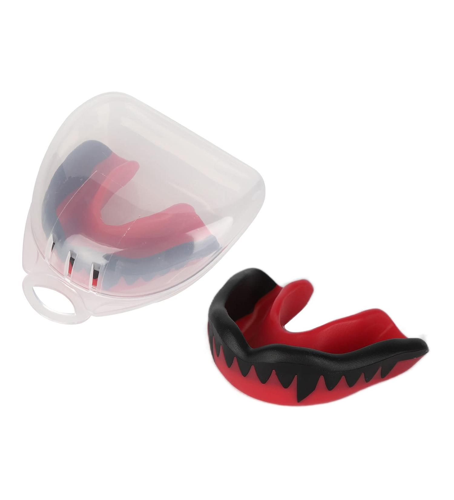 Buy Sports Mouth Guard for Basketball Football & Lacrosse - Soft Silicone Tooth Protection in Red & Black - Buy Online on GoSupps.com