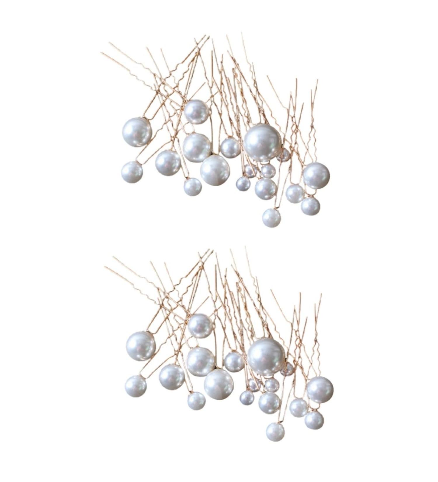 FRCOLOR Set of 36 Pearl Hair Fork Hair Clips for Women Bridal Headpiece for Wedding U Shaped U Shape Hair Pin Wedding Hair Pin Bridesmaid Metal White - Buy Online on GoSupps.com