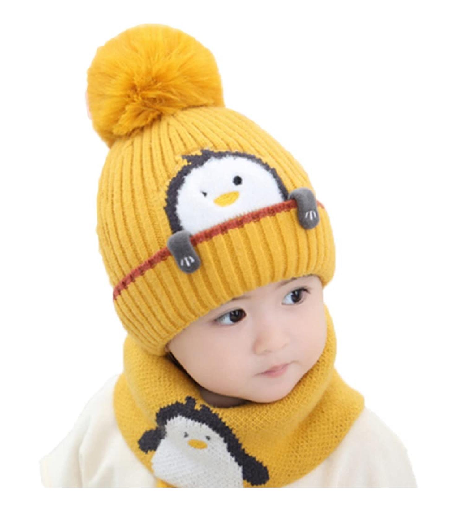 Rayson Kids Winter Hat and Scarf Set - Fleece Lined Beanie with Loop Scarf | Toddler Outdoor Sport Yellow Set - Buy Online on GoSupps.com