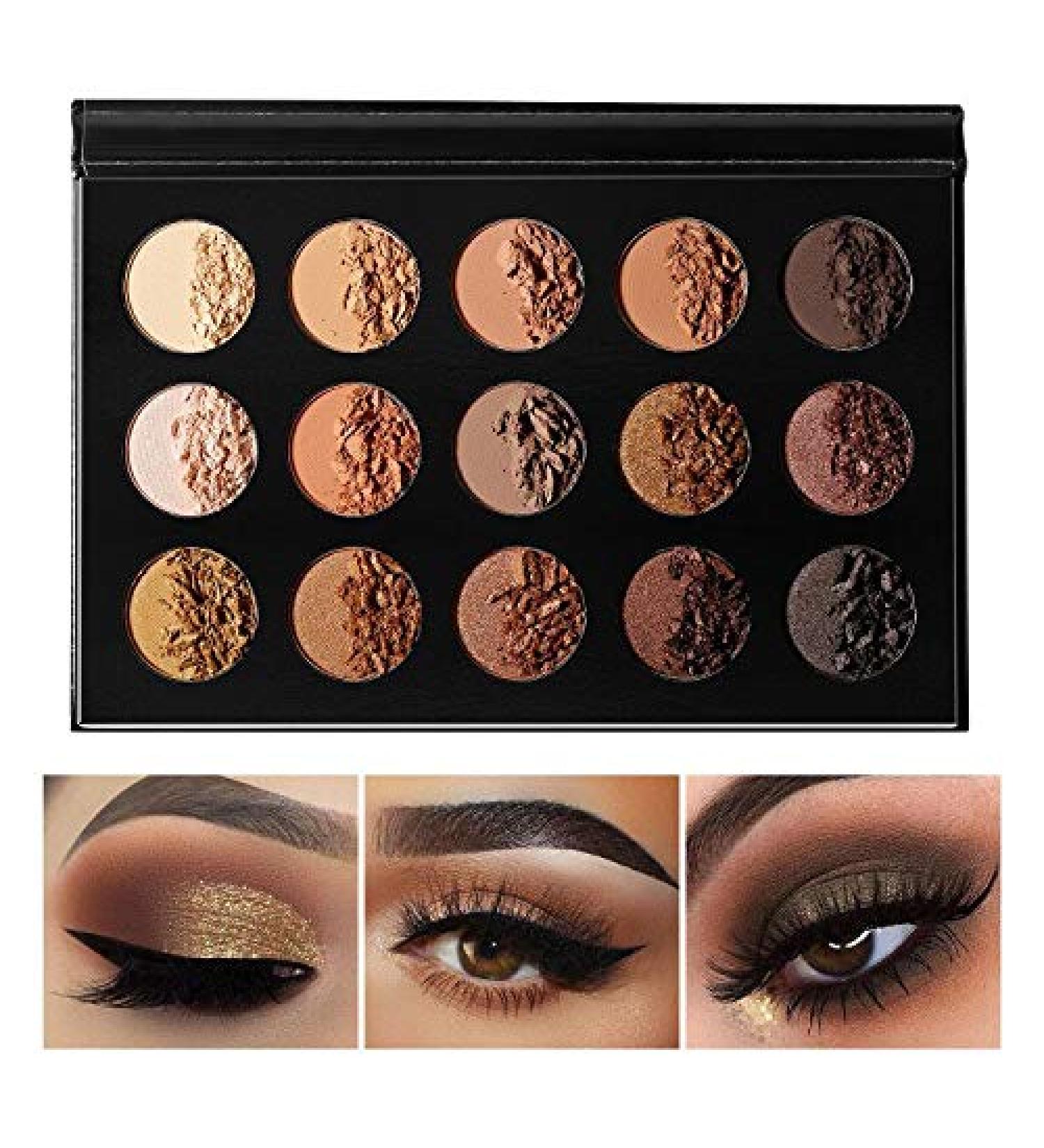 eco favor Nude Gold Eyeshadow Palette - 15 Shades Matte Shimmer Metallic | Long Lasting Waterproof Eye Shadow Pallet - Travel Size Makeup - Buy Online on GoSupps.com