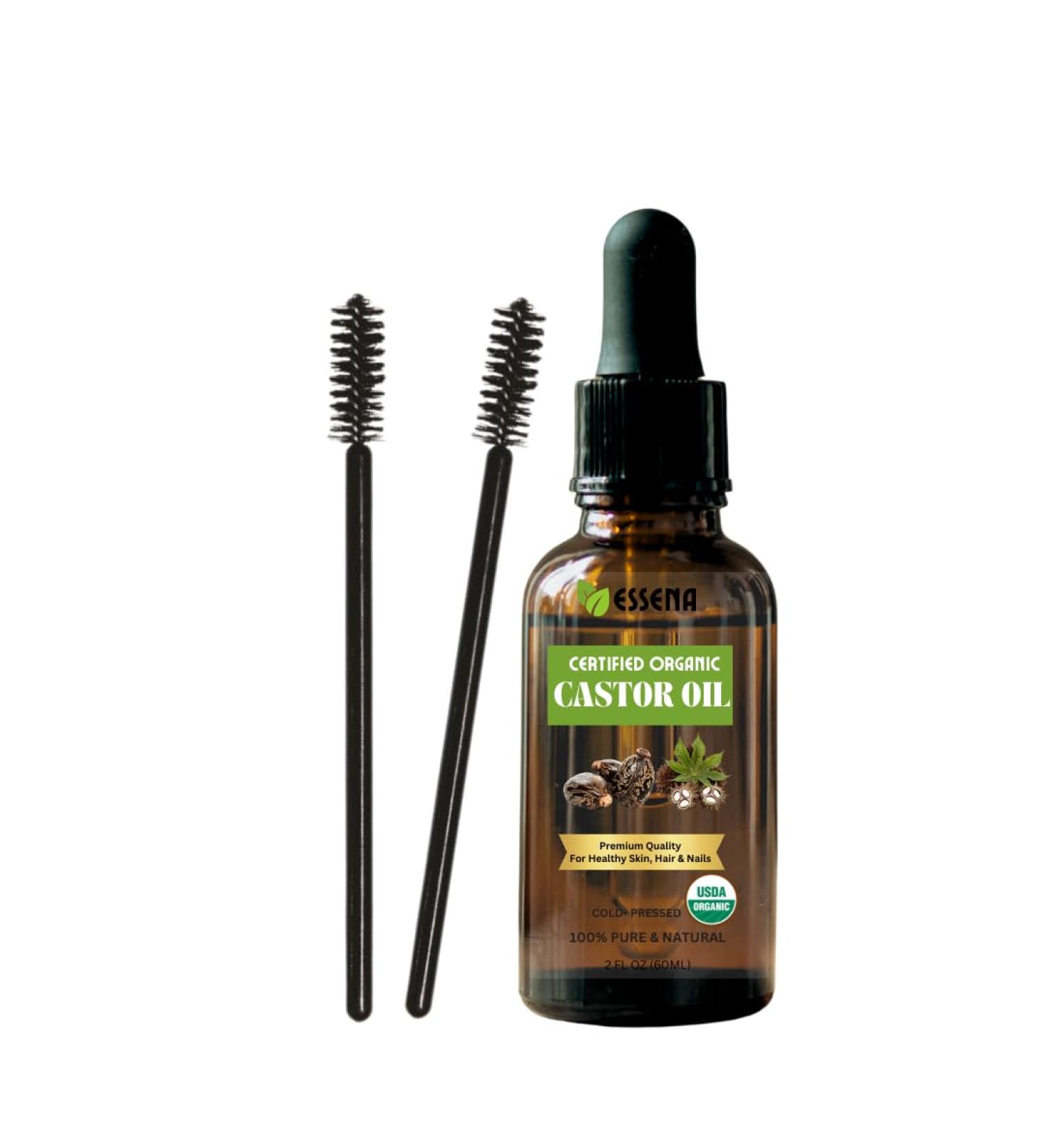 USDA Organic Castor Oil (2oz) - 100% Pure Cold Pressed Hexane Free | Stimulate Eyelash & Hair Growth | Skin Moisturizer & Treatment Kit - Buy Online on GoSupps.com