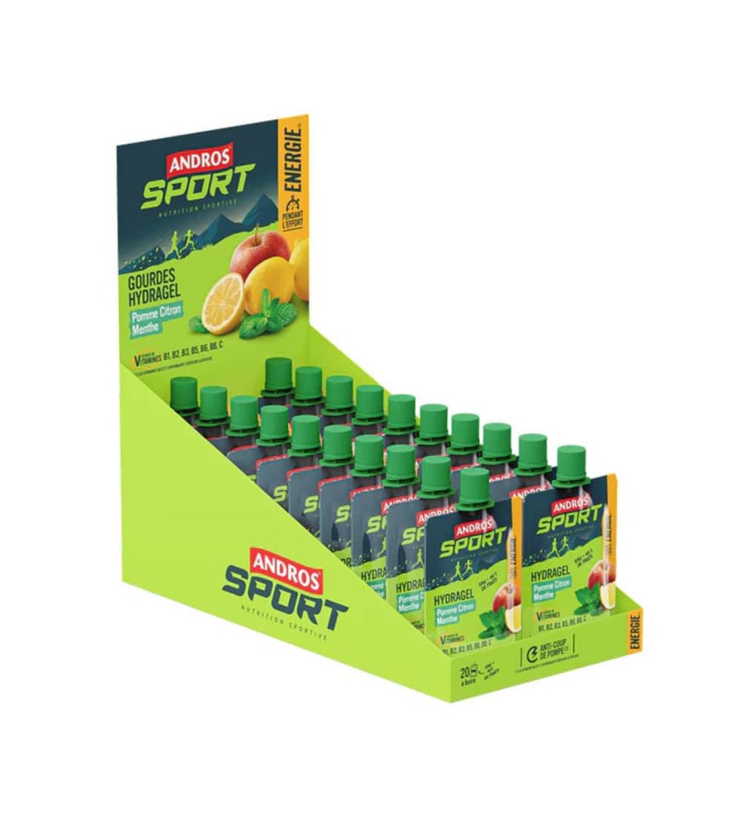 Andros Sport | Hydragel Bottles (20x90g) | Energy Gels | Maximum Hydration - Apple Lemon Mint - Buy Online on GoSupps.com