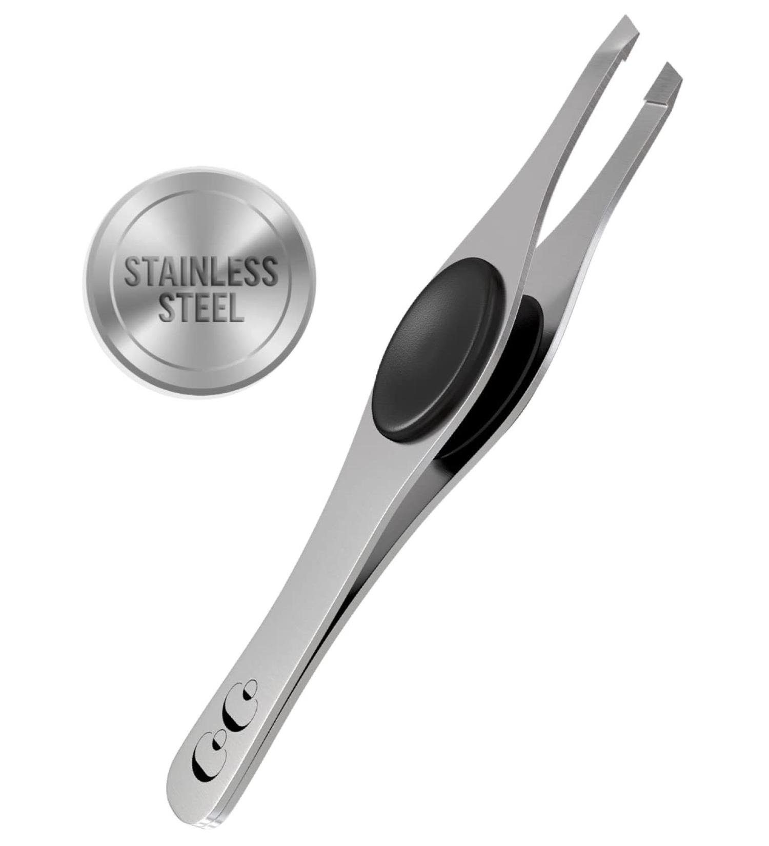 Premium Eyebrow Tweezers for Women and Men - Slant Tip Stainless Steel Tweezers with Brow Brush - Ideal for Ingrown Hair, Facial Hair, and Chin Hair Removal - Precision Brow Plucking Tool (1 pack) - Buy Online on GoSupps.com