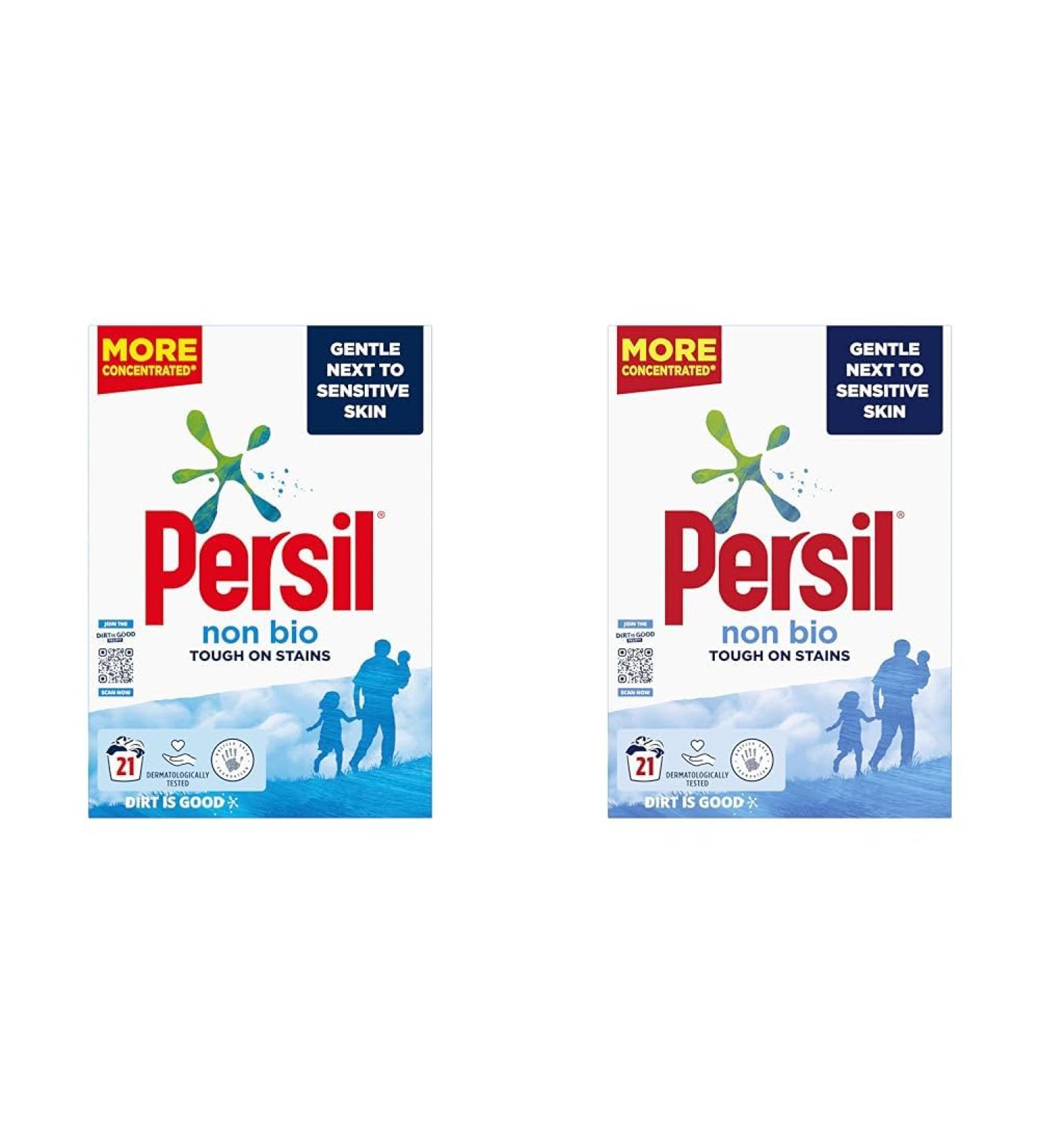 Persil Non Bio Washing Powder 100% recyclable pack for stain removal that's gentle next to sensitive skin 4x 1.05 kg (84 washes) (Pack of 2) - Buy Online on GoSupps.com