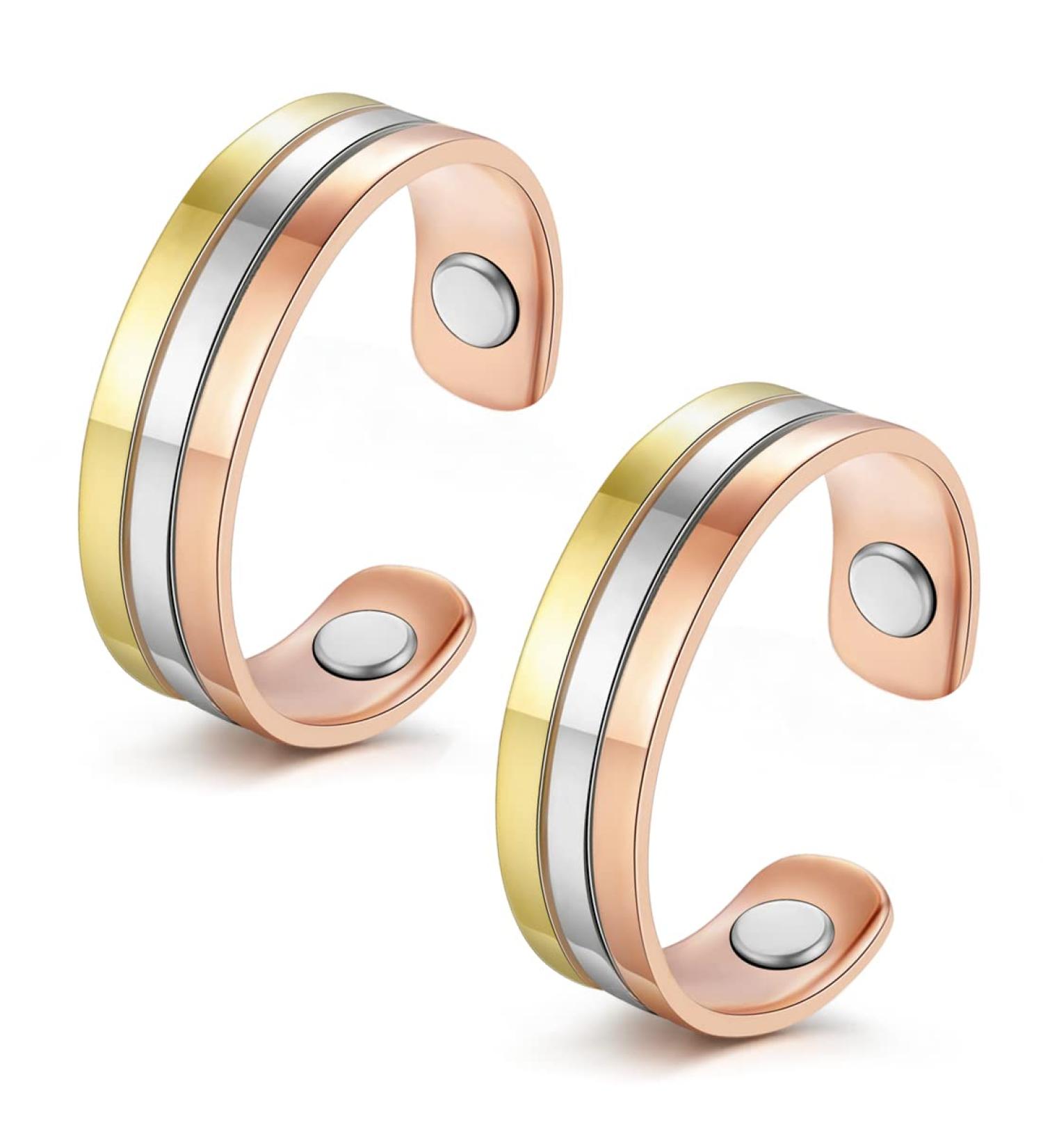 Vicmag Copper Magnetic Rings for Arthritis Pain Relief - Adjustable Tricolore Therapy Rings for Men & Women | 100% Pure Copper Gift Boxed - Buy Online on GoSupps.com