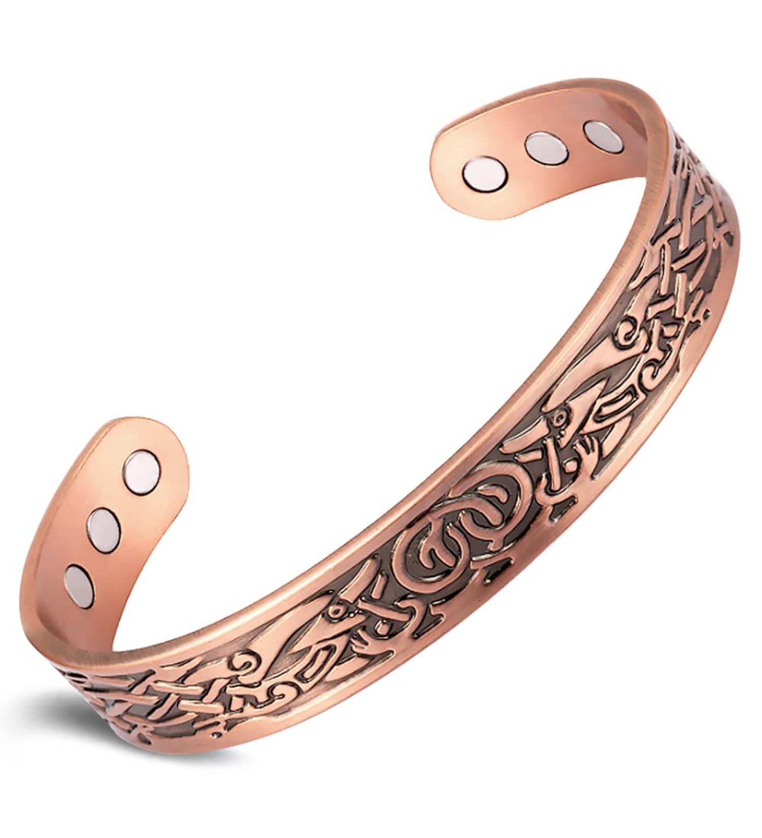 VicMAG Copper Magnet Hardship Bracelet for Men - Arthritis Pain Relief | Adjustable Pure Copper Cuff with Gift Box - Buy Online on GoSupps.com