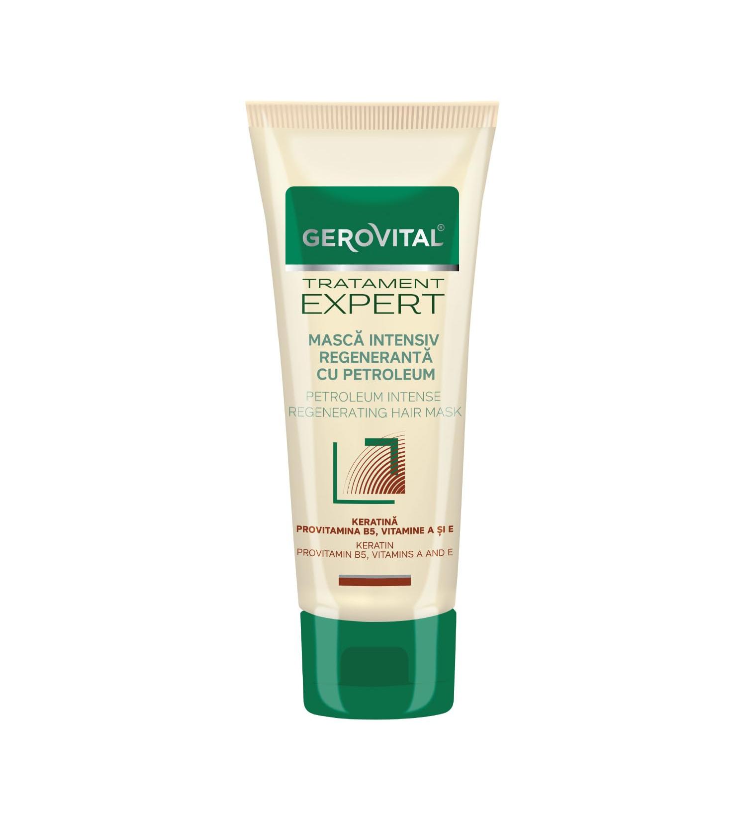 Intensive Regenerating and Restructuring Hair Mask with Oil Keratin Vitamin A and E Reconstructs and Strengthens Damaged Hair 150 ml Gerovital Tratament Expert - Buy Online on GoSupps.com