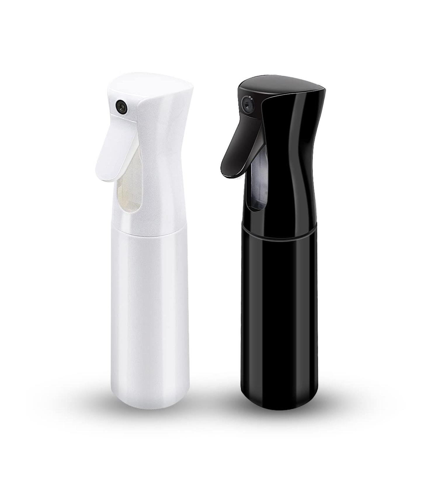 Tengyif 2-Piece Refillable Hair Spray Bottle Set - Permanent Lever Pressure Sprayer (300ml Black & White) - Ideal for Hair Water & Styling - Buy Online on GoSupps.com