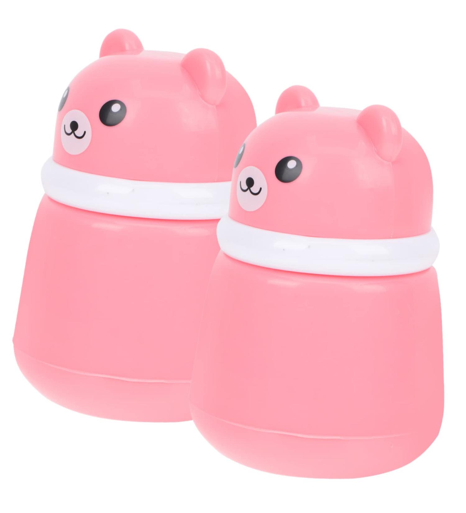 PLAFOPE 2pcs Bear Powder Puff Box | Travel Baby Powder Container Set - Pink | Food Grade PP | Baby Powder Lotion, After-Bath Powder, Sponges | 10X7CM - Buy Online on GoSupps.com