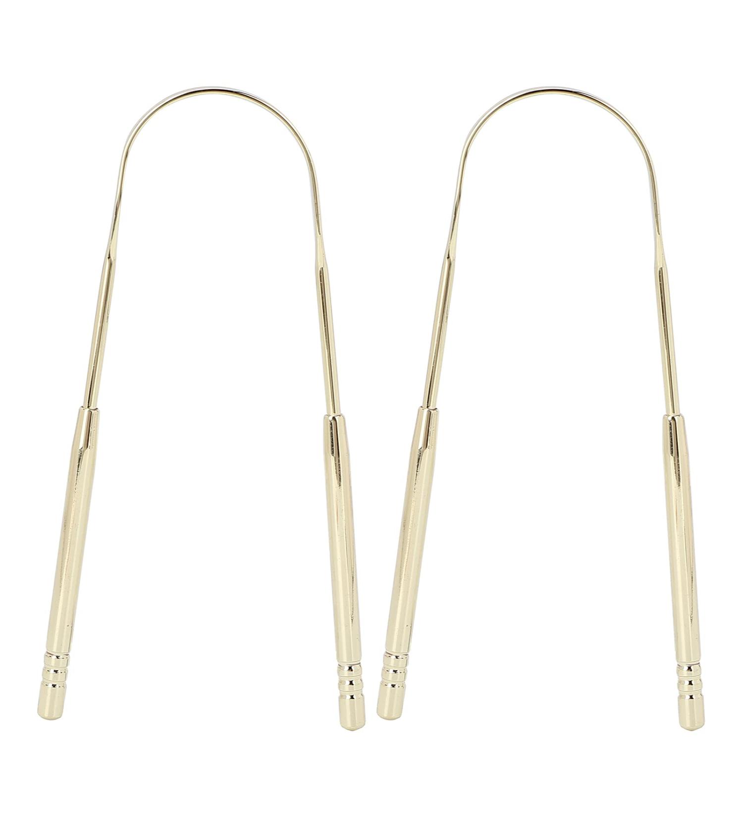 Donfafecuer Stainless Steel Tongue Scrapers - 2PC Set for Adults | Portable & Durable for Home Travel & Work (Golden) - Buy Online on GoSupps.com