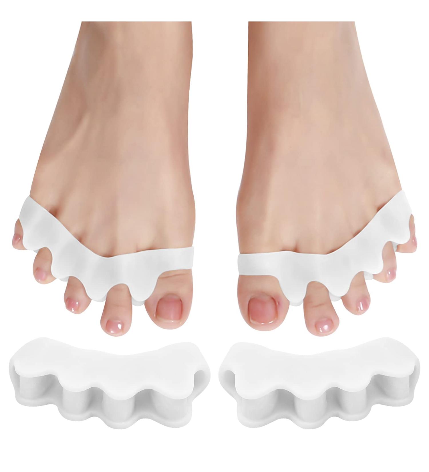 Emperoch Silicone Toe Spreaders - 2 Pairs Hallux Valgus Correction & Toe Separators (7x1.5 cm White) - Comfortable Toe Protector for Better Foot Health - Buy Online on GoSupps.com