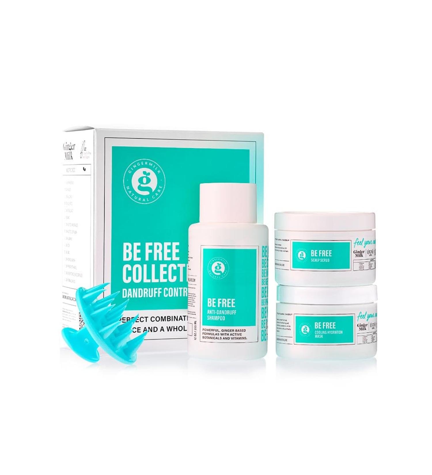 Ginger Milk Dandruff Control Set - Scalp Care Products Itch Relief Shampoo Hair Scrub & Mask Be Free Collection - Buy Online on GoSupps.com