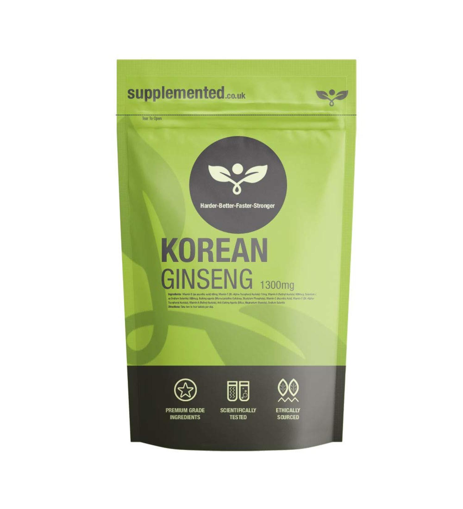 Korean Panax Ginseng Extract 1300mg 180 Tablets - Pure Energy Boost | Pharmaceutical Grade - Buy Online on GoSupps.com