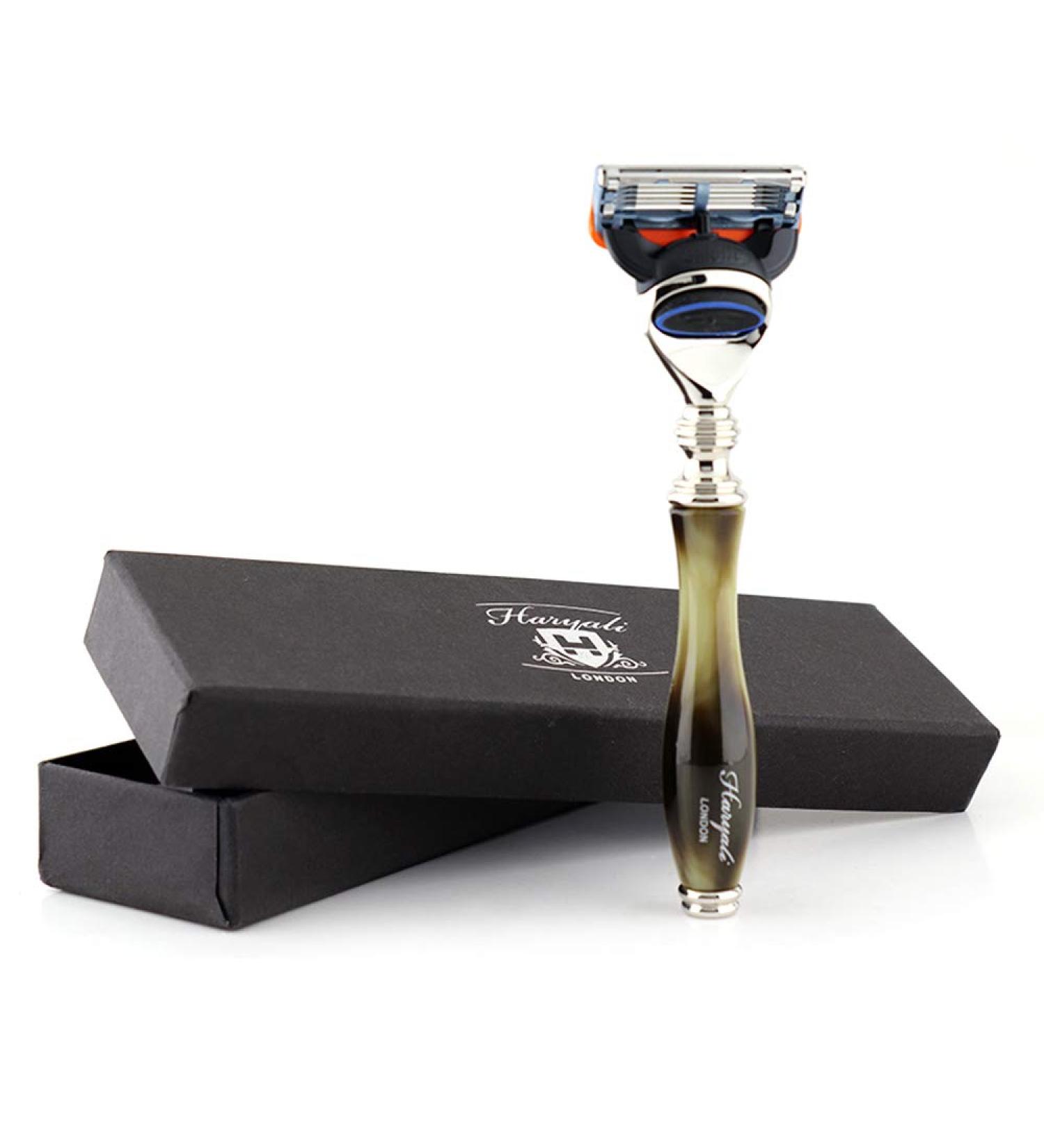 Haryali London 5 Edge Shaver | Synthetic Horn Handle | Men's Beard & Mustache Safety Razor - Buy Internationally - Buy Online on GoSupps.com