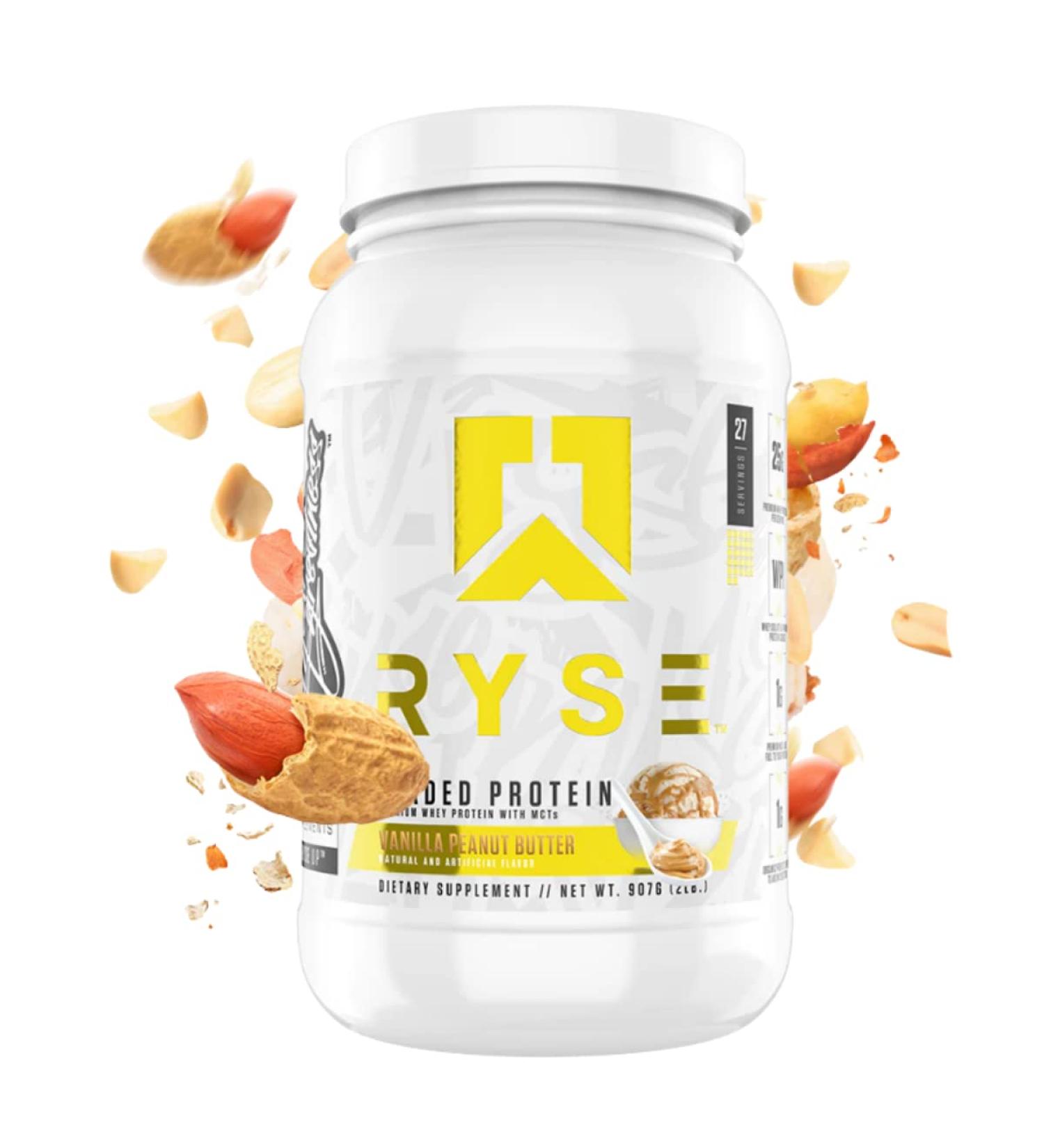 RYSE Core Series Loaded Protein - Vanilla Peanut Butter | 25g Whey Protein with Prebiotic Fiber and MCTs | Build, Recover, Strengthen | Low Carbs & Sugar | 27 Servings - Buy Online on GoSupps.com